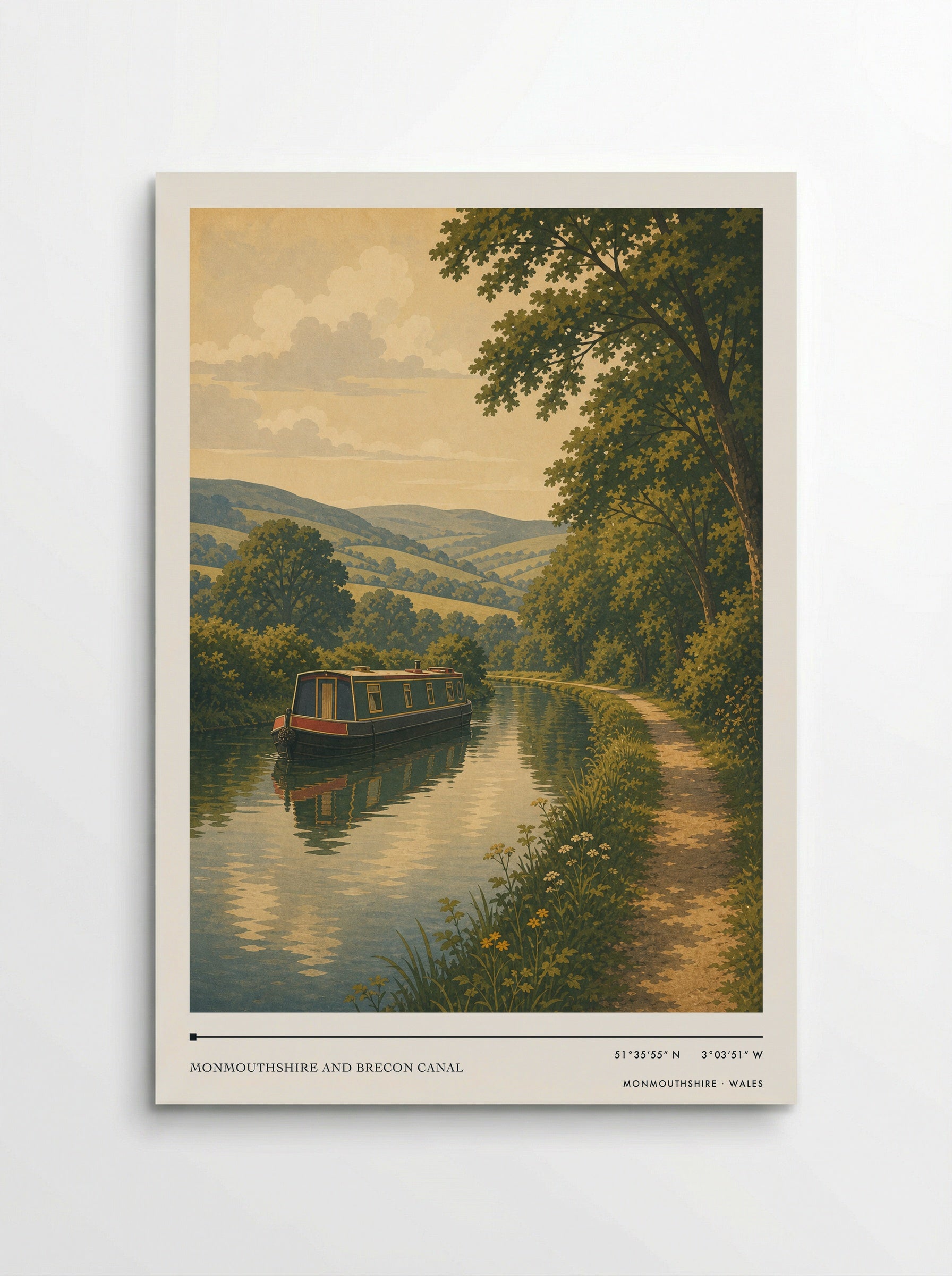 Monmouthshire and Brecon Canal Wales Travel Poster - Poster