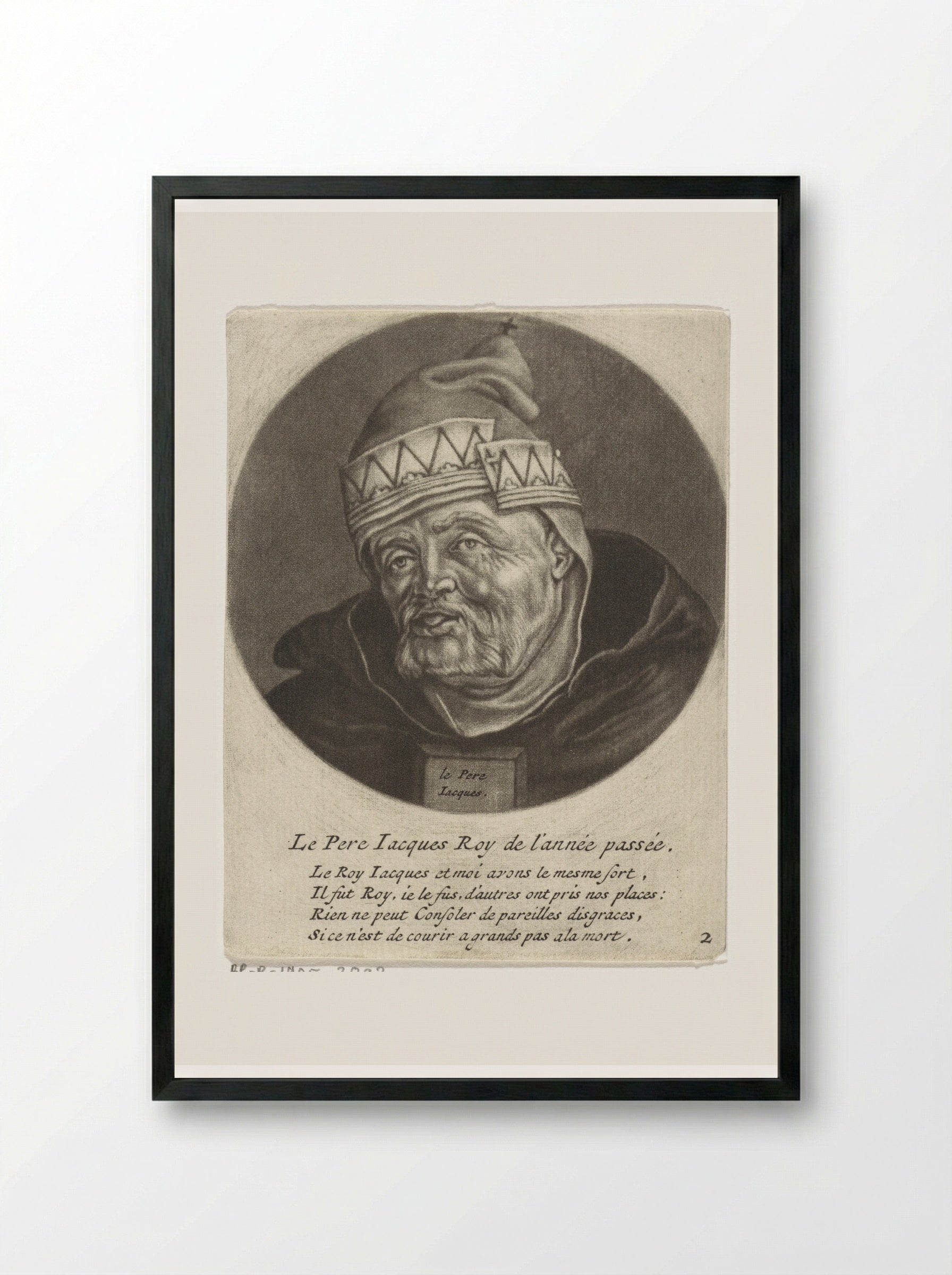 Monnik als koning van het Oude Jaar - Jacob Gole - Framed Print Black