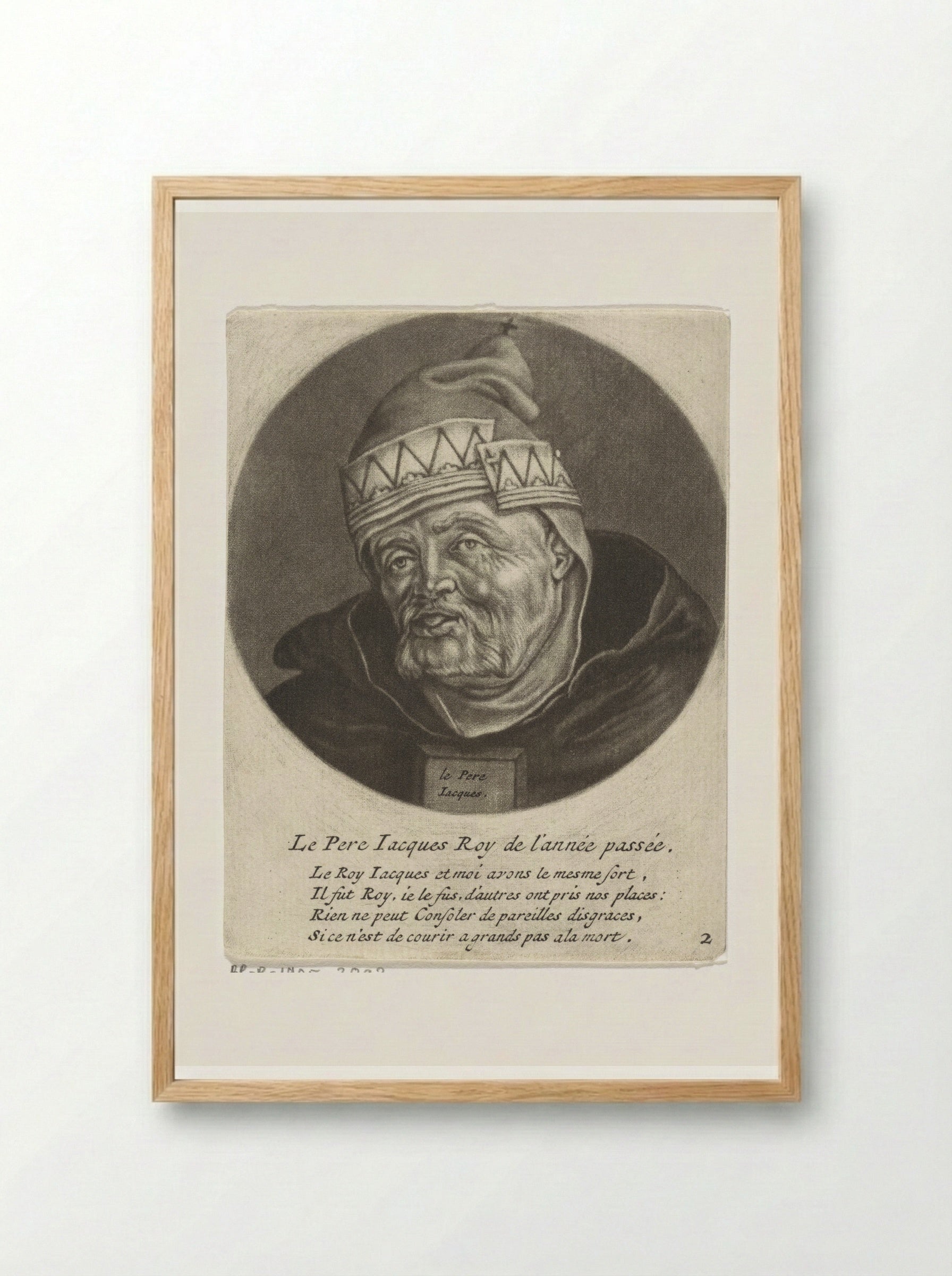 Monnik als koning van het Oude Jaar - Jacob Gole - Framed Print Wood
