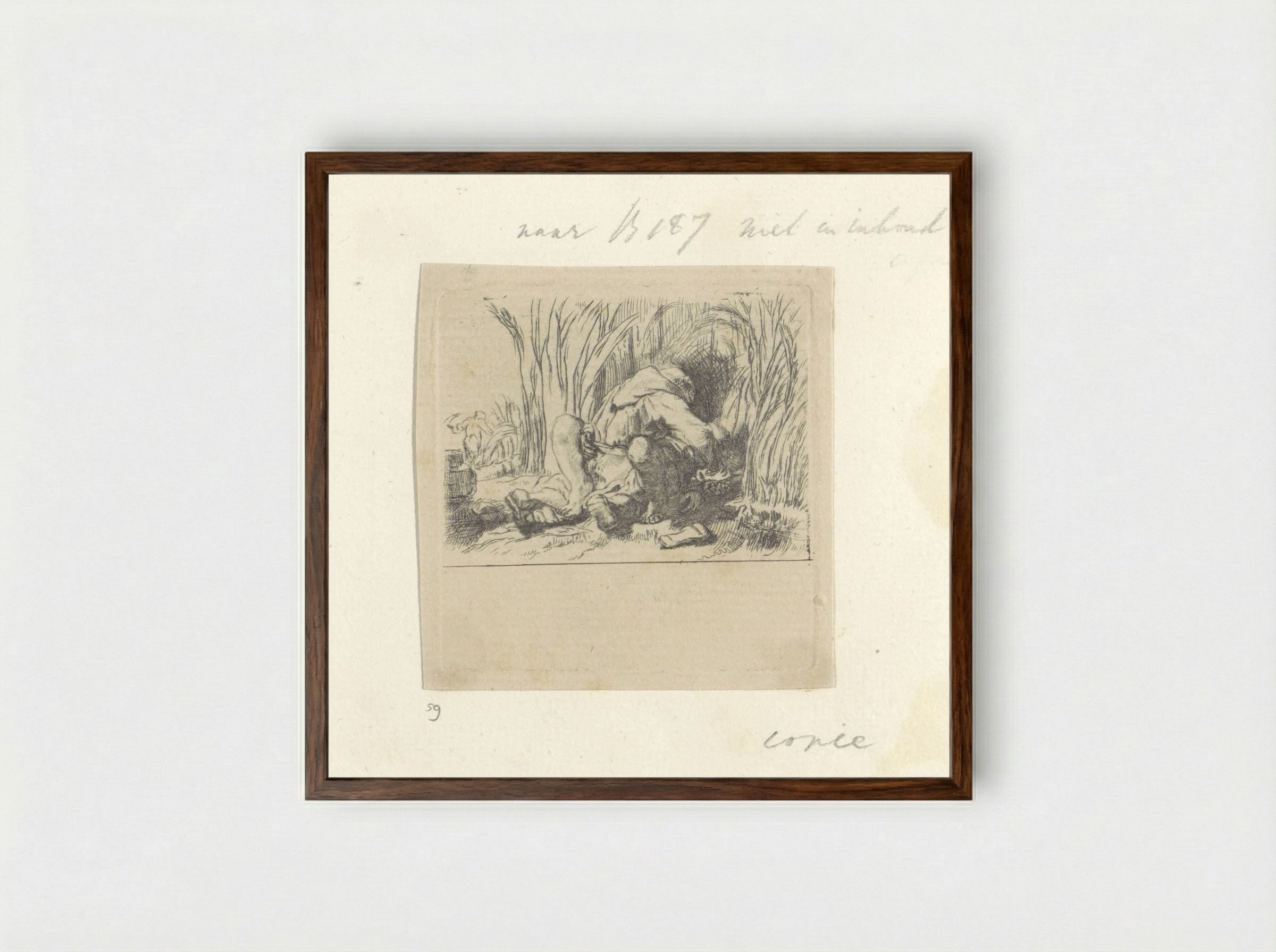 Monnik in het koren - Henry Louis Basan - Framed Print Dark Wood