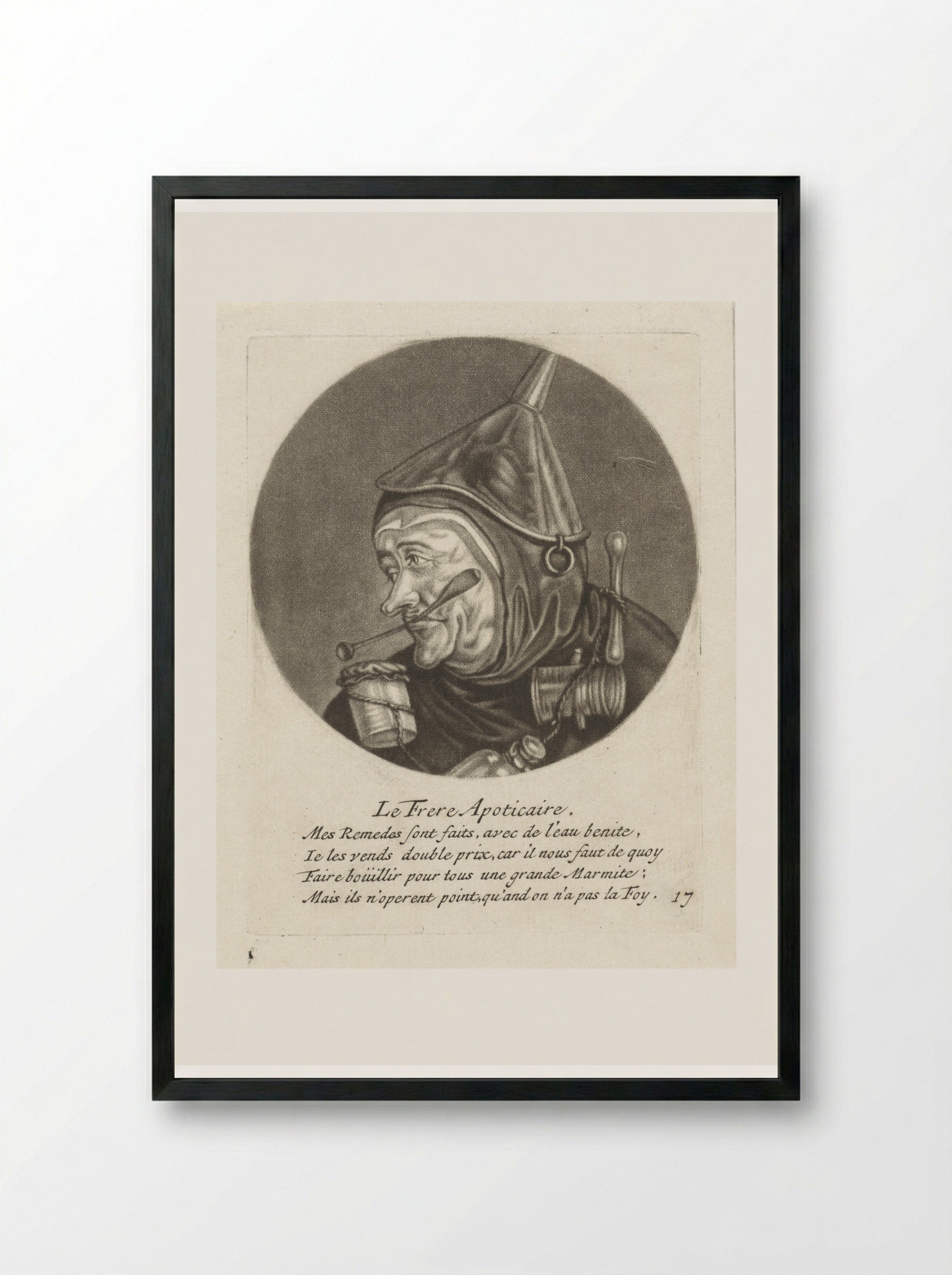 Monnik met apothekersgerei - Jacob Gole - Framed Print Black