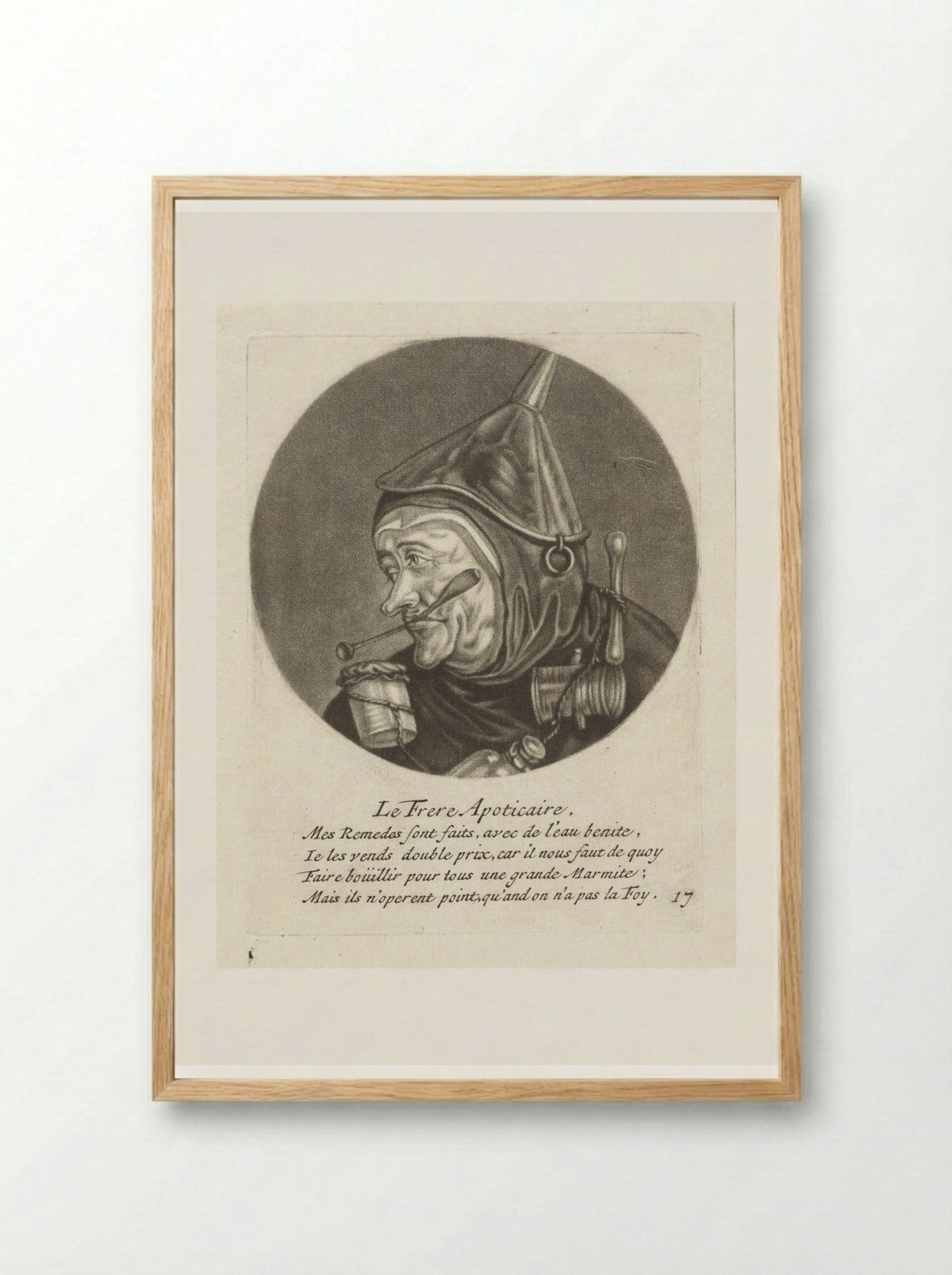 Monnik met apothekersgerei - Jacob Gole - Framed Print Wood