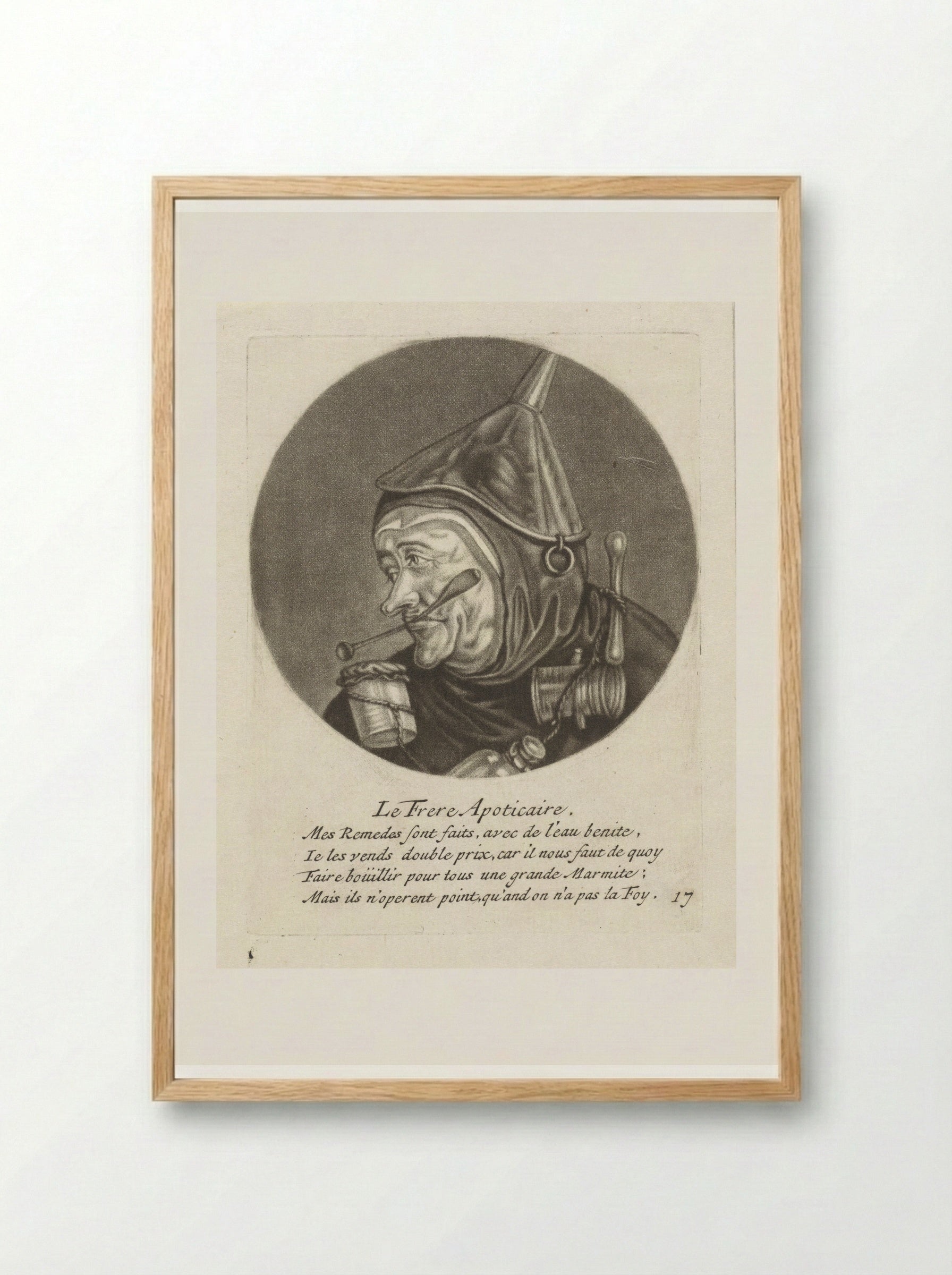 Monnik met apothekersgerei - Jacob Gole - Framed Print Wood