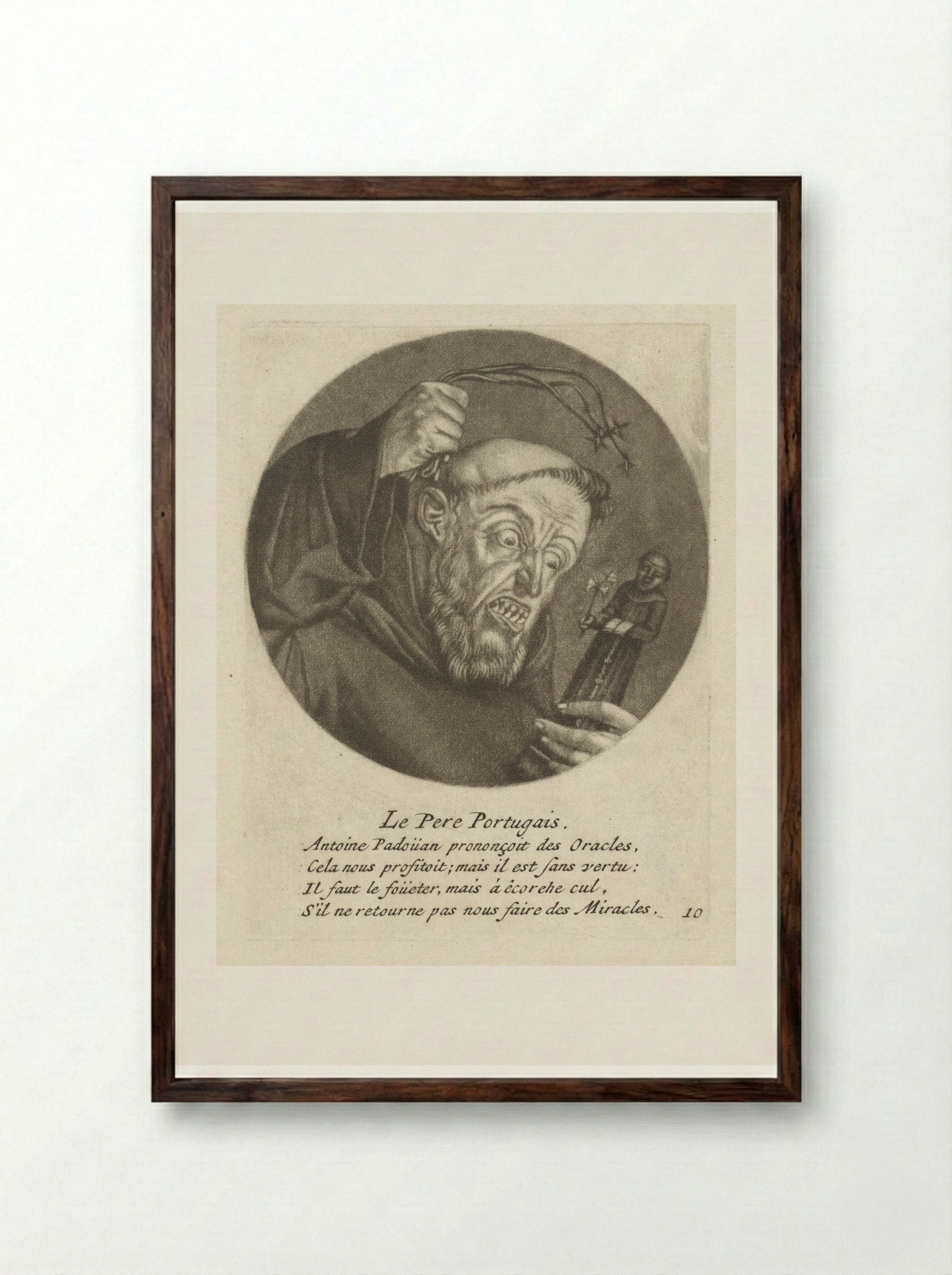 Monnik met een gesel - Jacob Gole - Framed Print Dark Wood