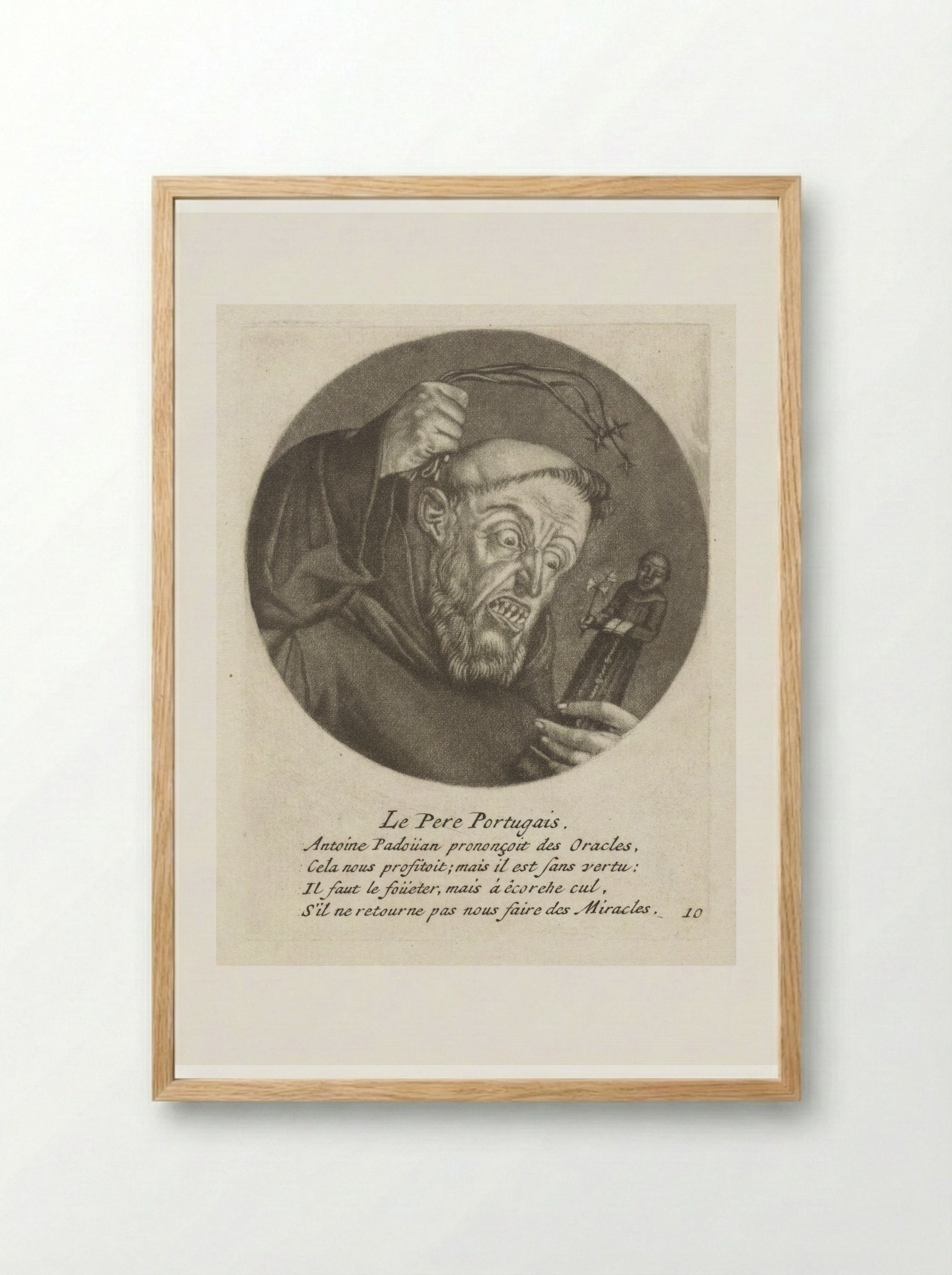 Monnik met een gesel - Jacob Gole - Framed Print Wood
