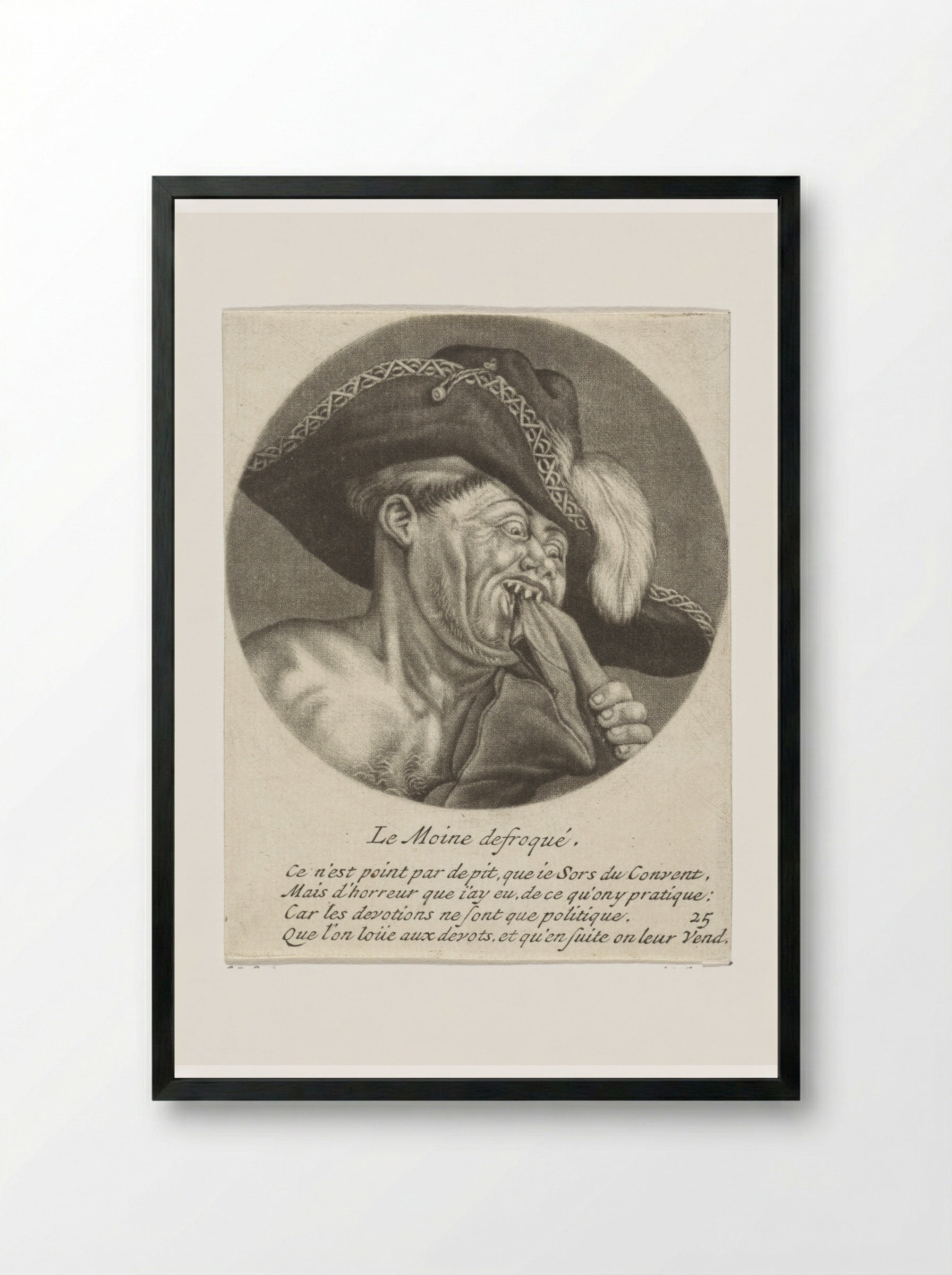 Monnik met een gevederde hoed - Jacob Gole - Framed Print Black