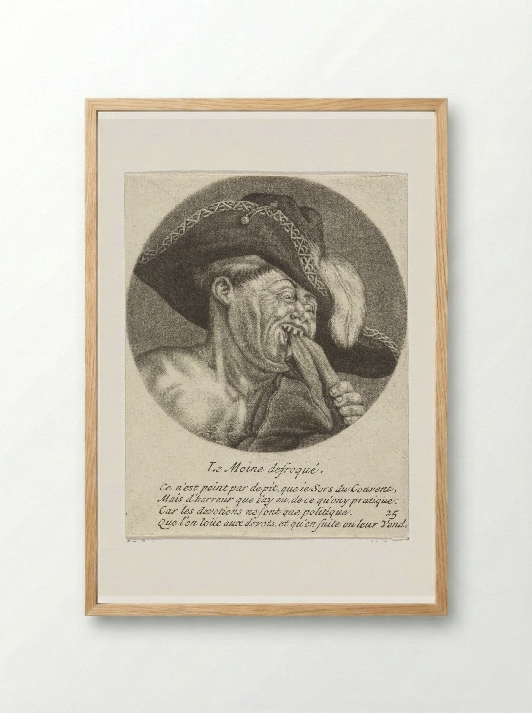 Monnik met een gevederde hoed - Jacob Gole - Framed Print Wood