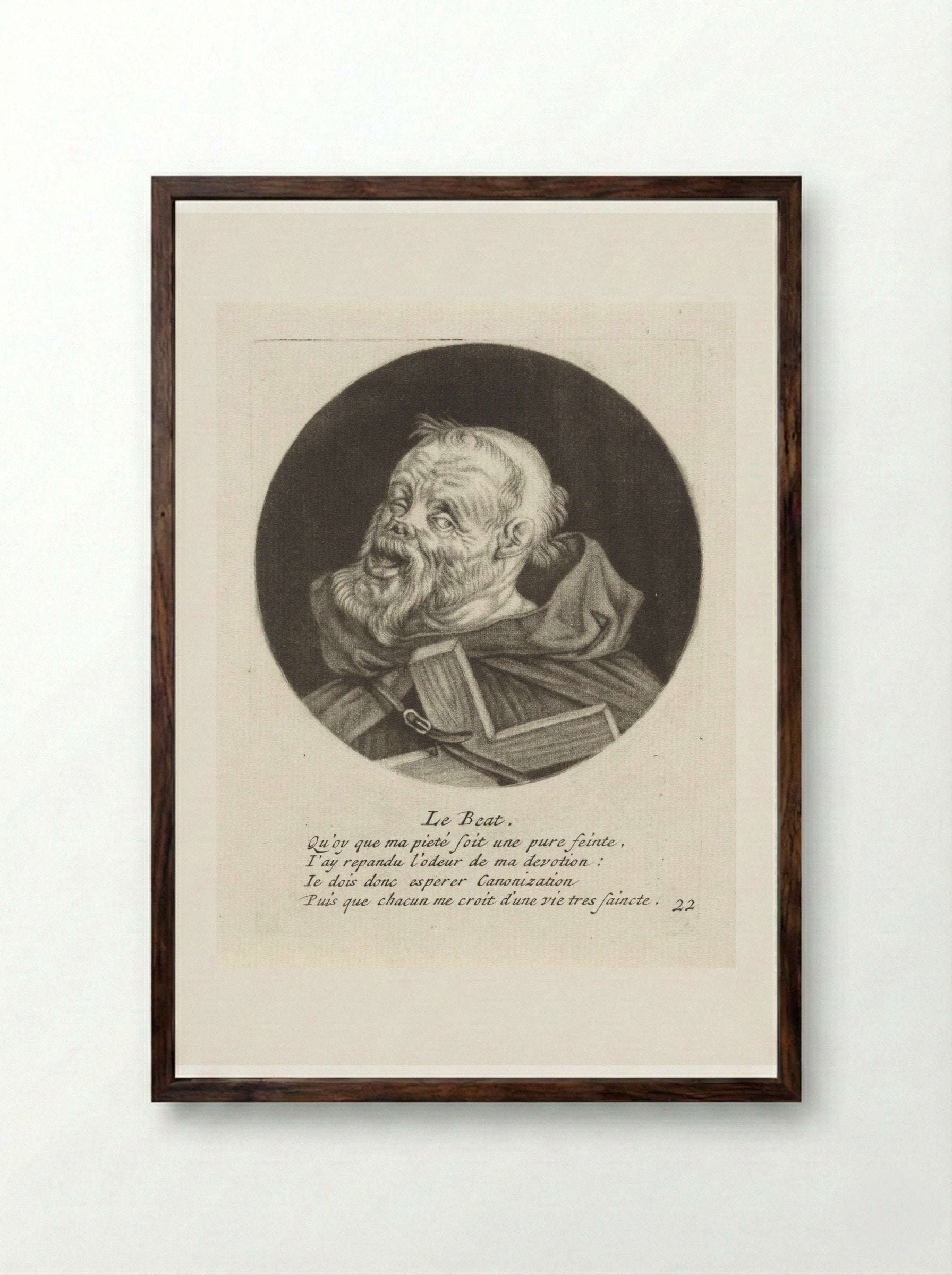 Monnik met een kruis - Jacob Gole - Framed Print Dark Wood