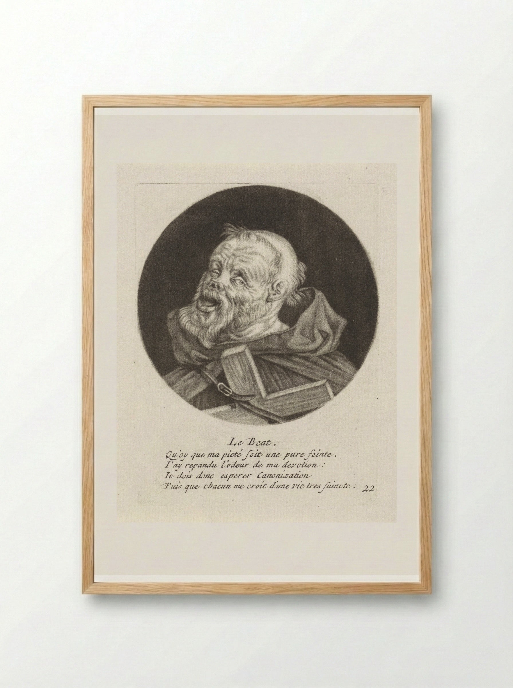 Monnik met een kruis - Jacob Gole - Framed Print Wood