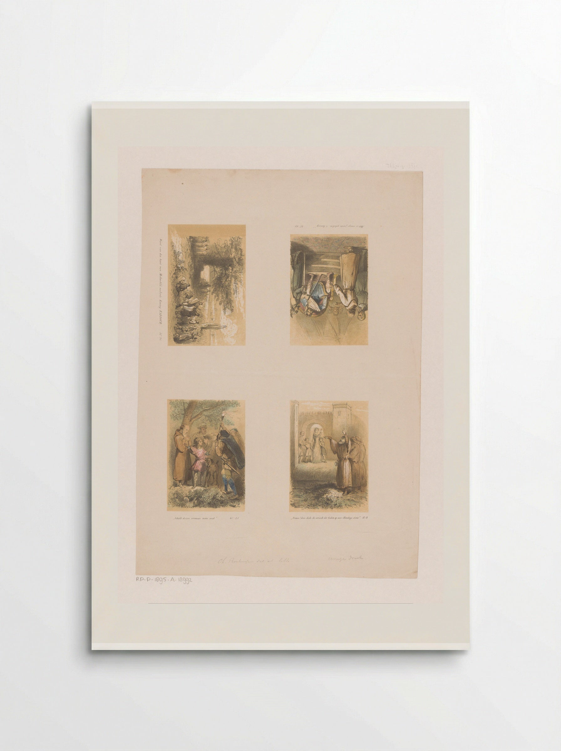 Monniken, een koning en figuren in landschappen - Charles Rochussen - Poster