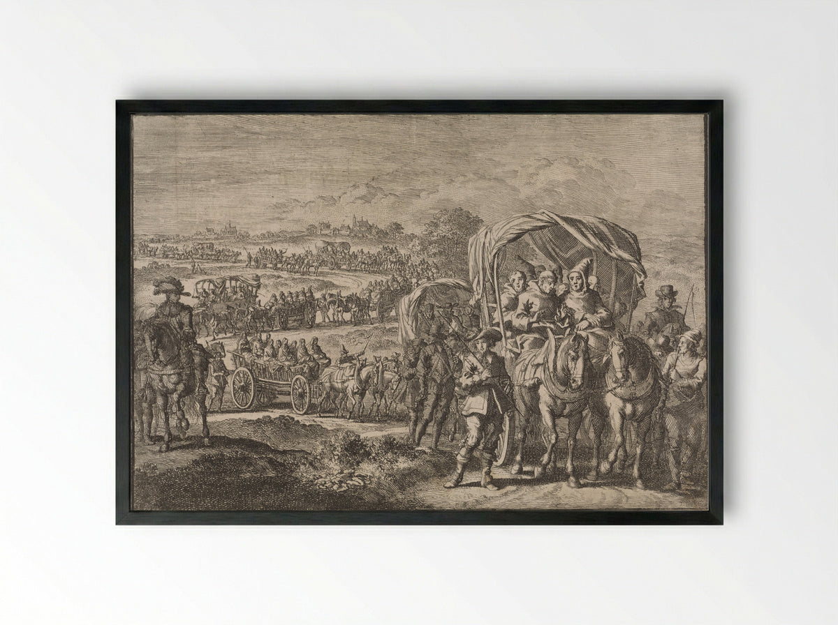 Monniken uit Noord-Brabant vluchten naar Antwerpen, 1637 - Johann David Zunner - Framed Print Black