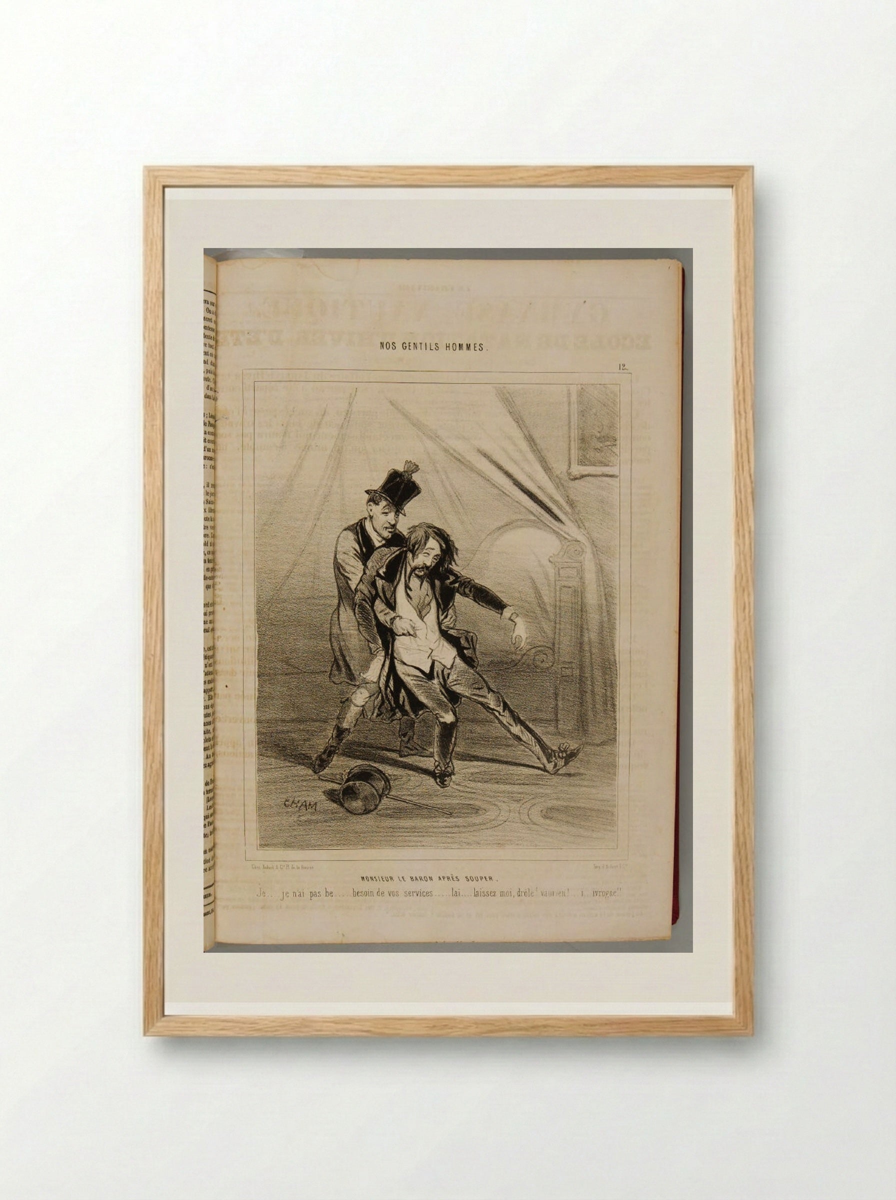 Monsieur le Baron après souper - Cham - Framed Print Wood