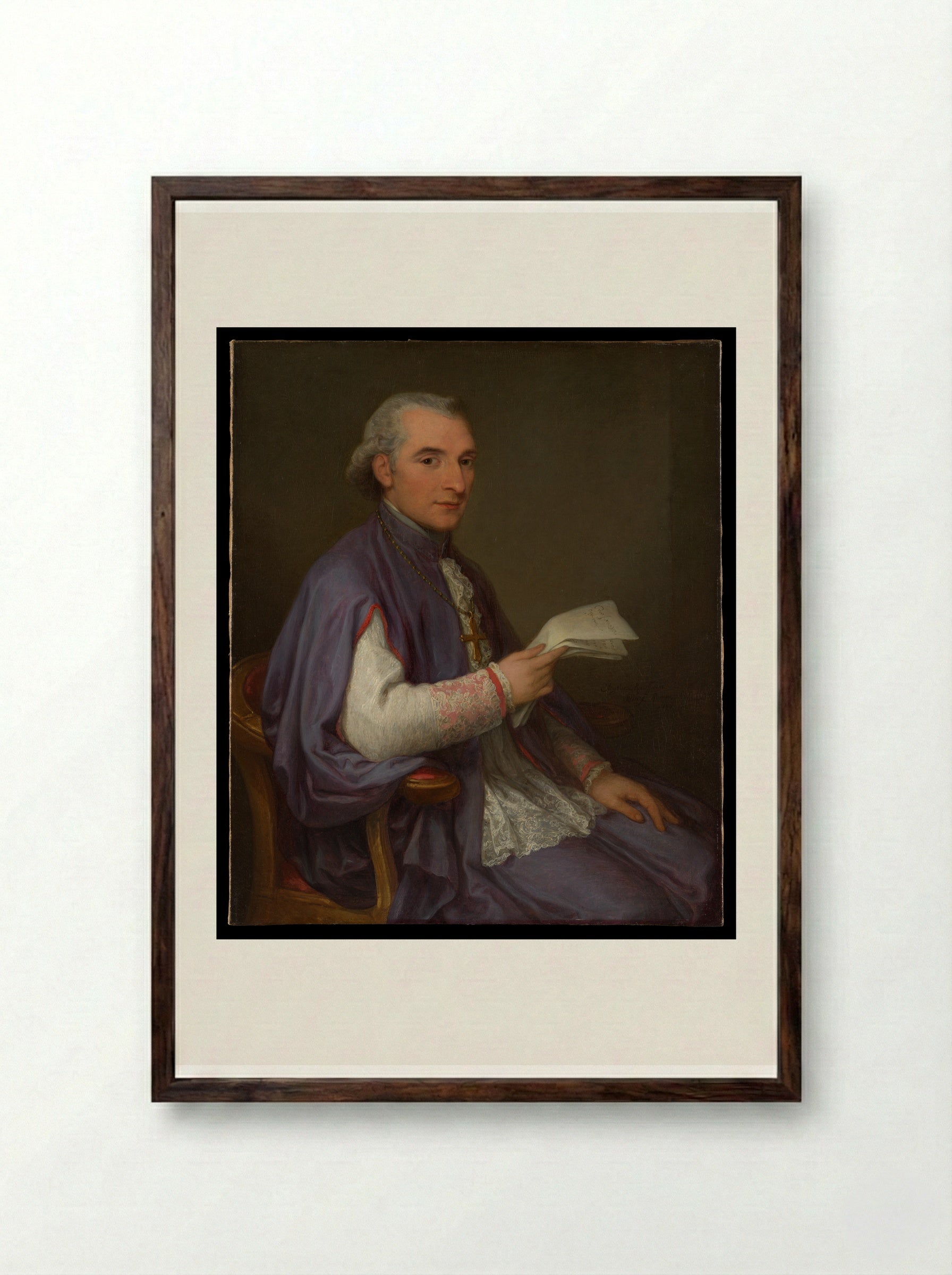 Monsignor Giuseppe Spina - Angelica Kauffmann - Framed Print Dark Wood