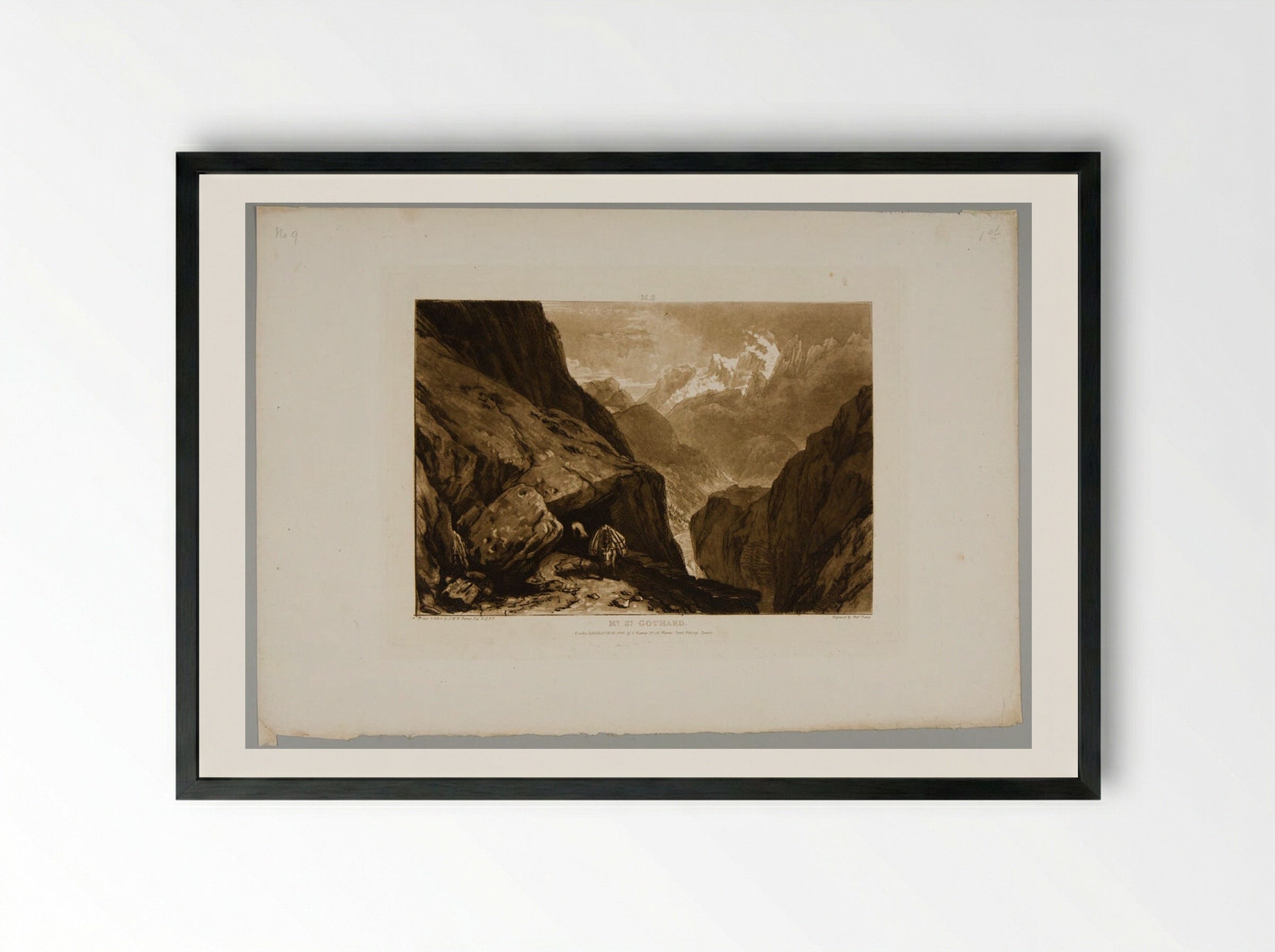 Mont Saint Gothard - Charles Turner - Framed Print Black