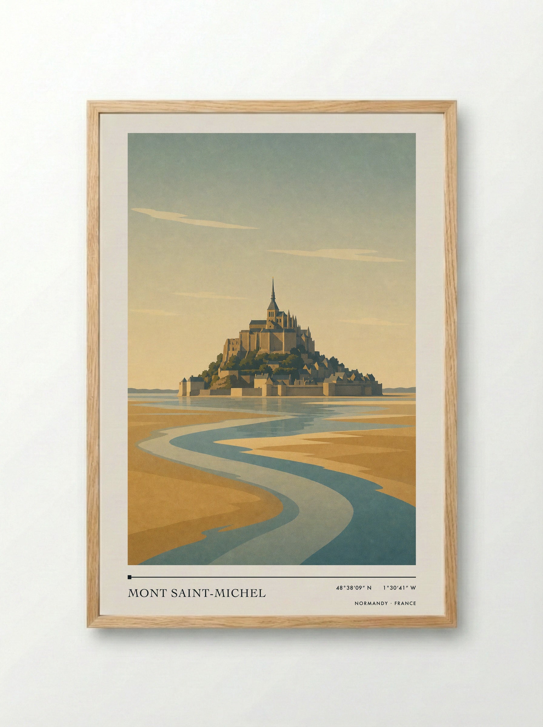 Mont Saint-Michel Travel Poster Artwork - Framed Print Wood