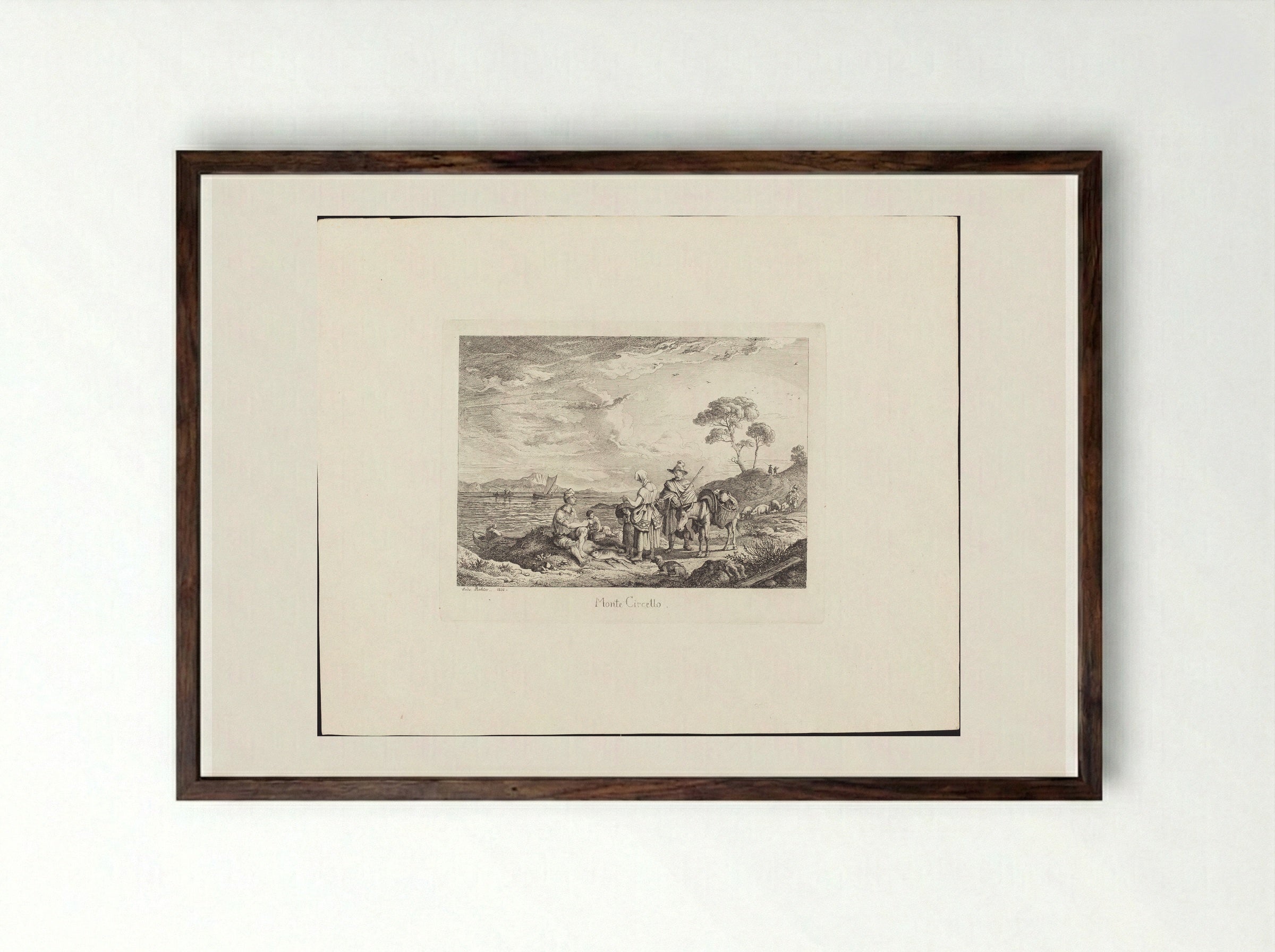 Monte Circello - Adrian Ludwig Richter - Framed Print Dark Wood