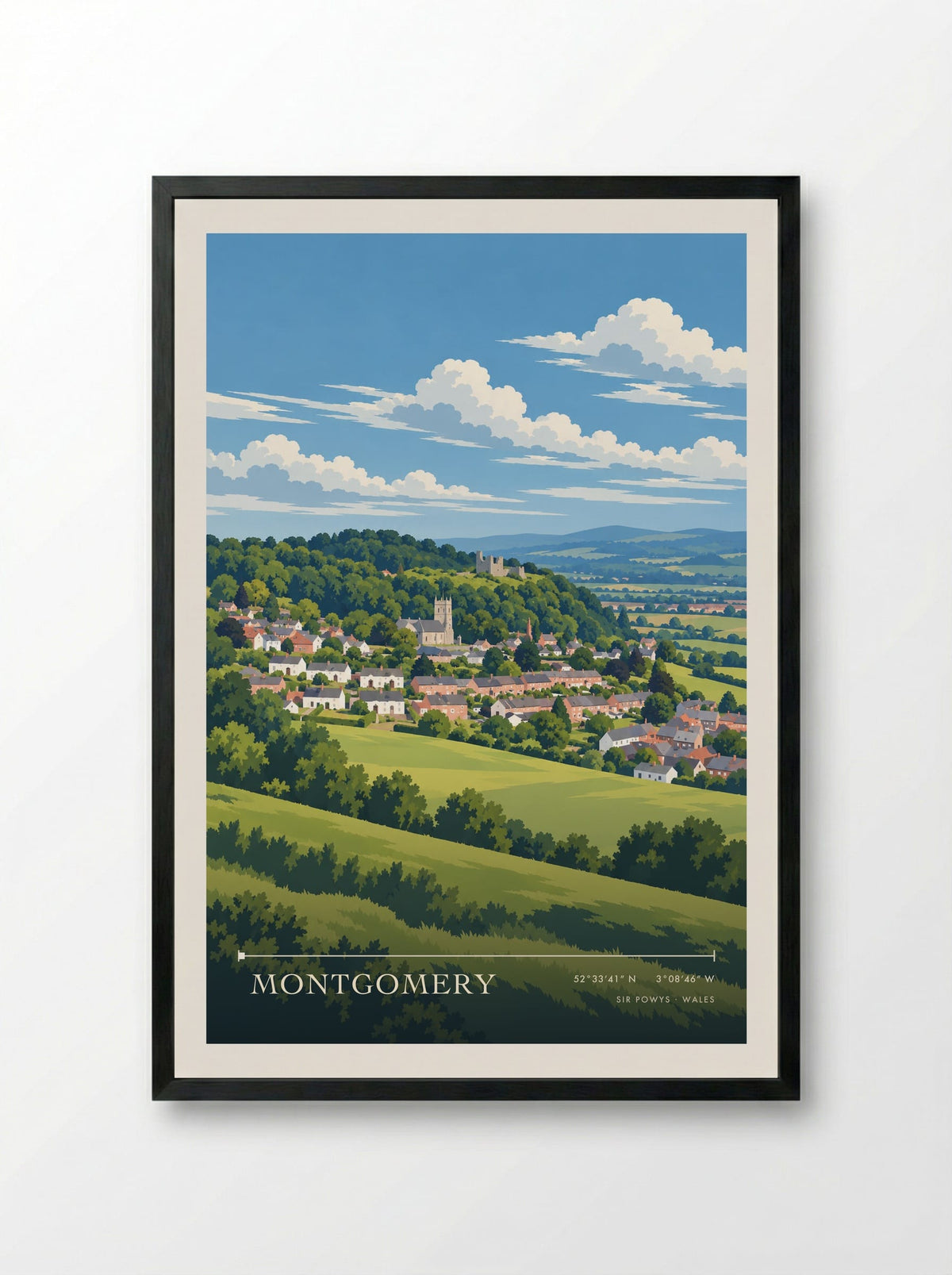 Montgomery, Sir Powys | Travel Poster - Framed Print Black
