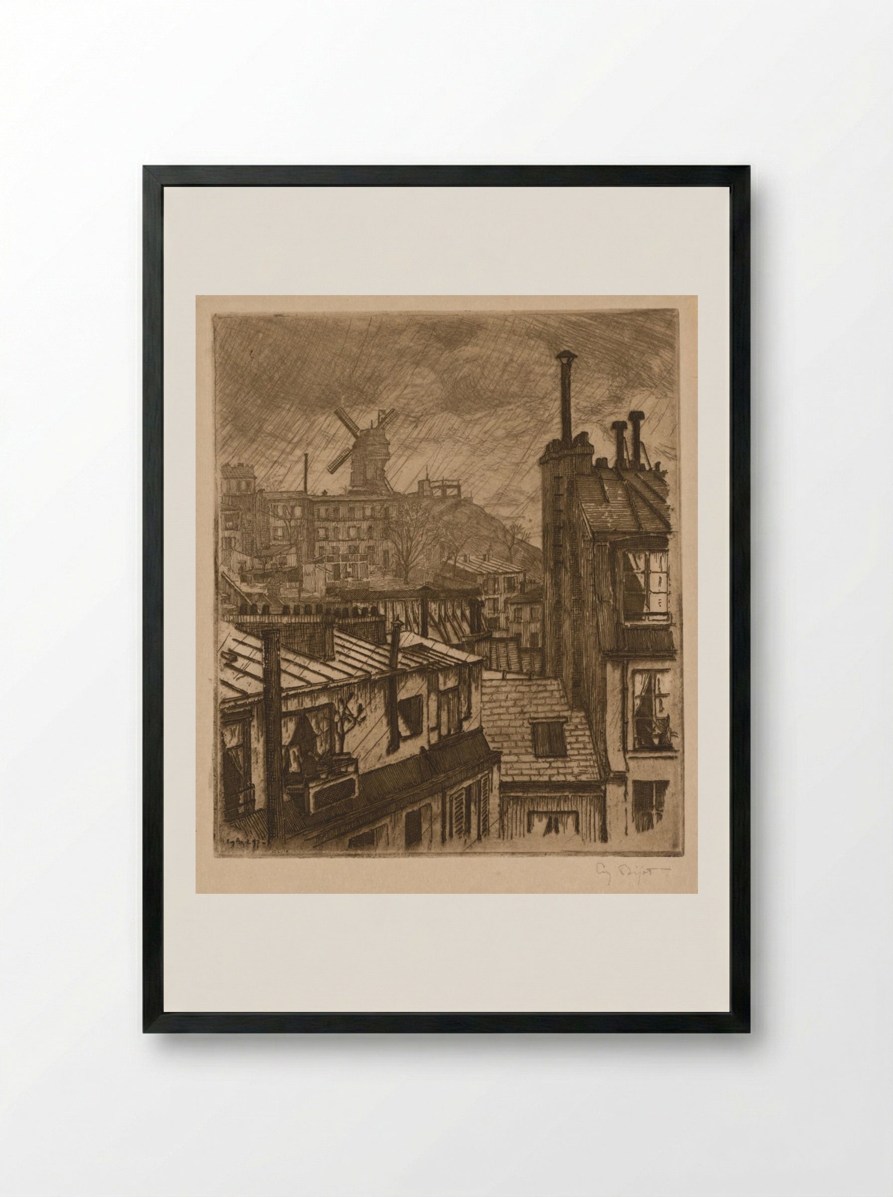 Montmartre, le Moulin de la Gallette - Eugène Bejot - Framed Print Black