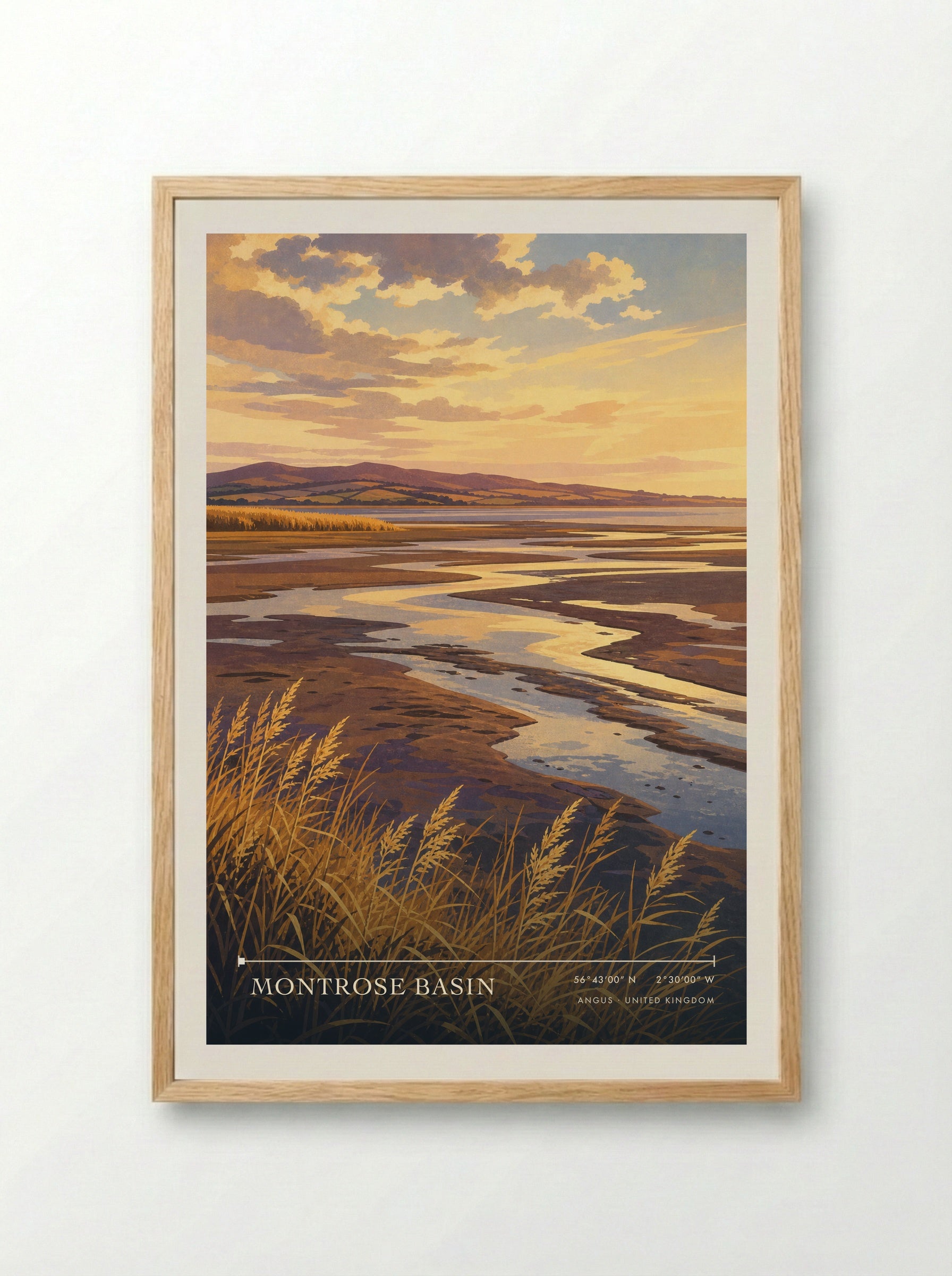 Montrose Basin Angus United Kingdom Travel Poster - Framed Print Wood