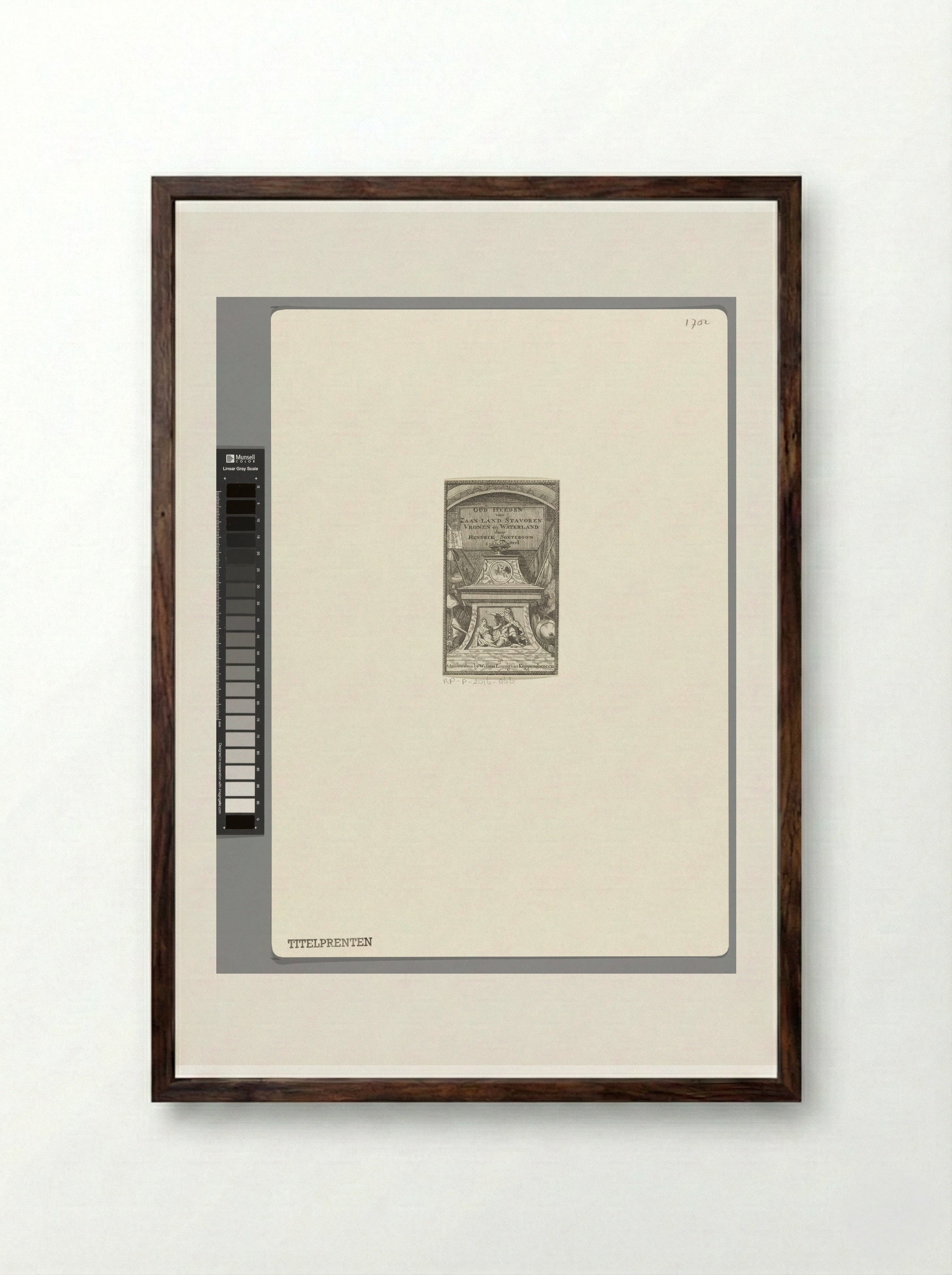 Monument met vaas en wapens - Pieter van den Berge - Framed Print Dark Wood