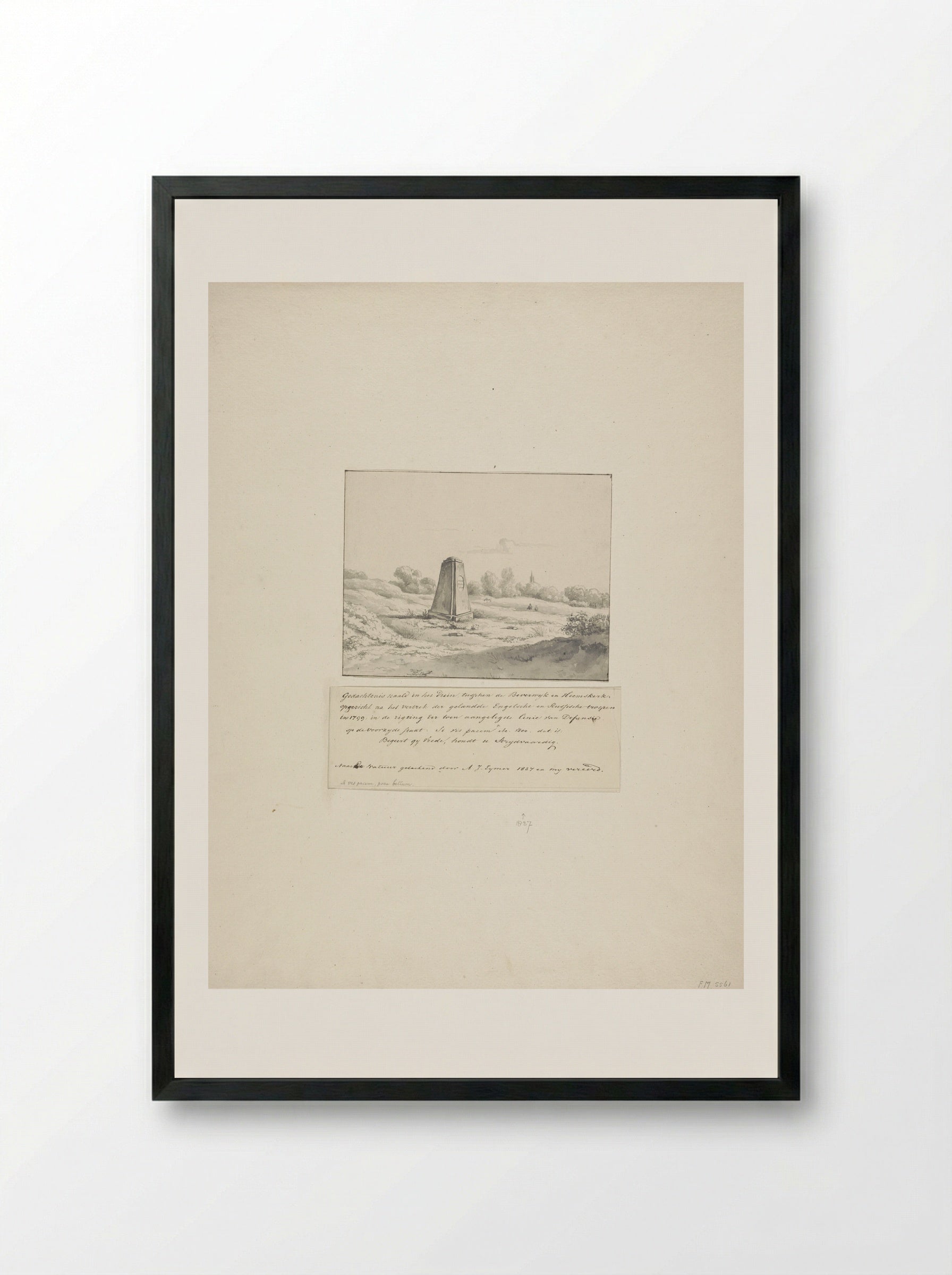 Monument opgericht na het vertrek van de Britse en Russische troepen in 1799 - Gerrit Lamberts - Framed Print Black