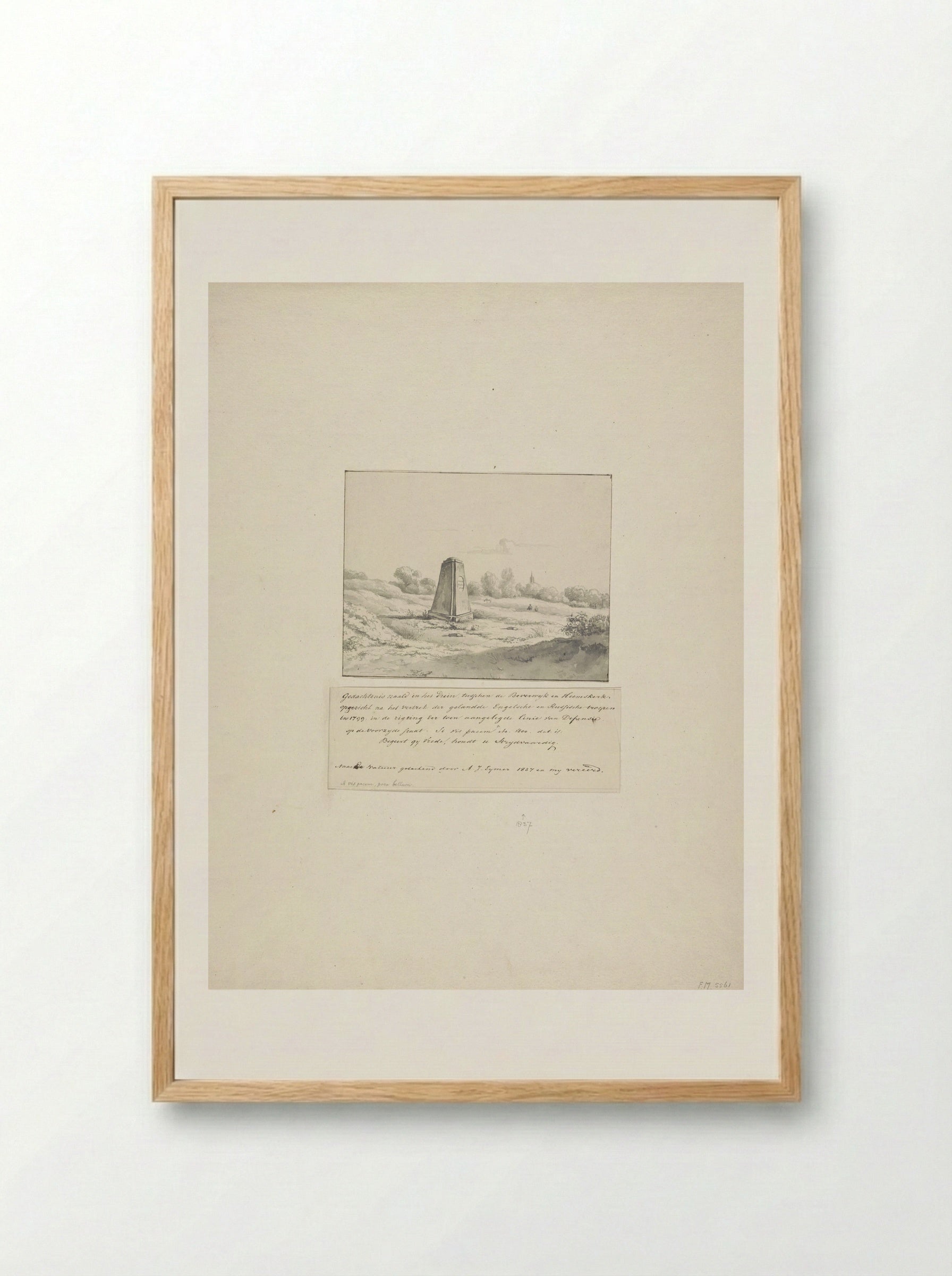 Monument opgericht na het vertrek van de Britse en Russische troepen in 1799 - Gerrit Lamberts - Framed Print Wood
