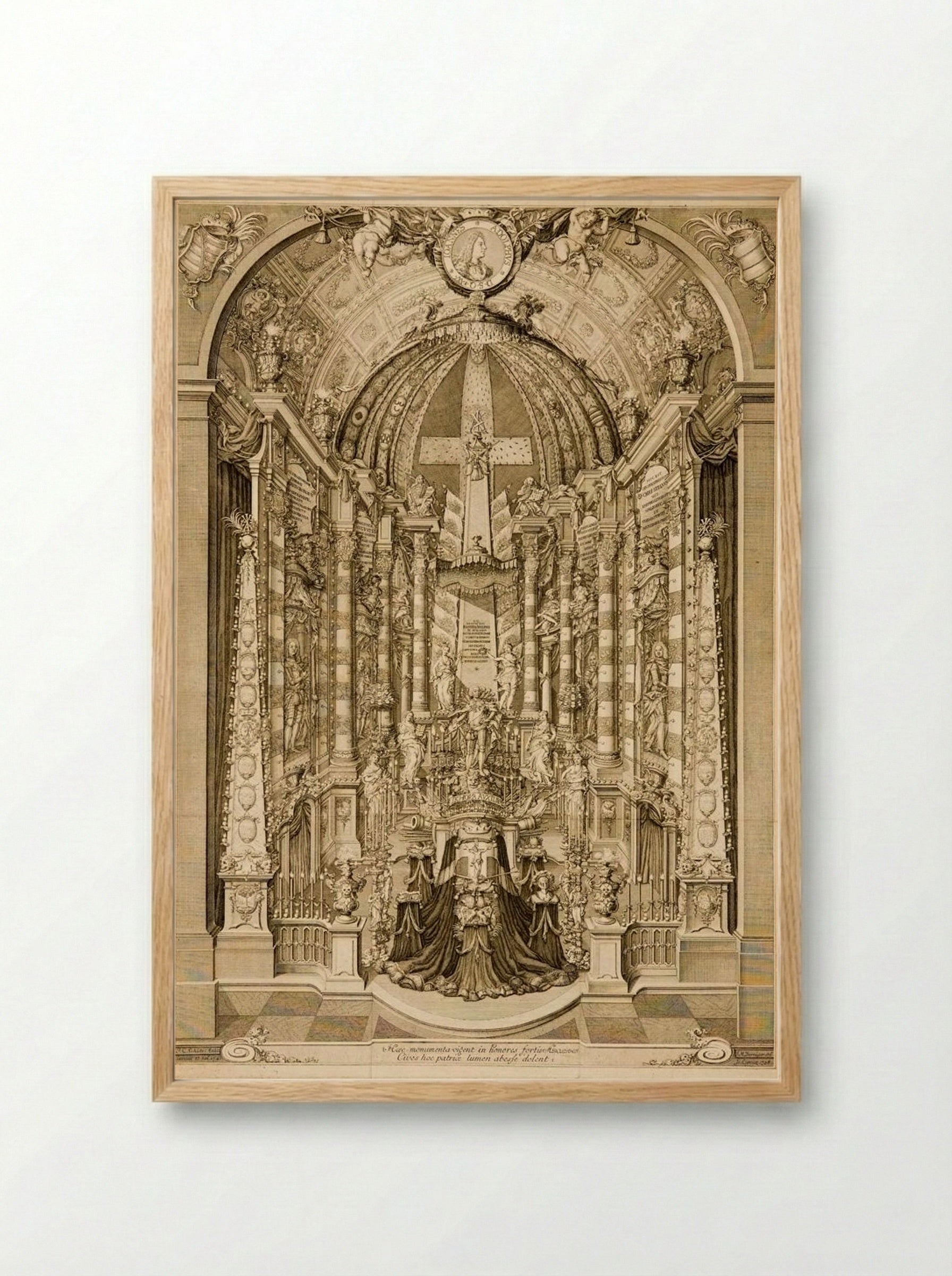 Monument to Johann Adolphus, Duke of Saxe-Weissenfels - Johann Martin Bernigeroth - Framed Print Wood