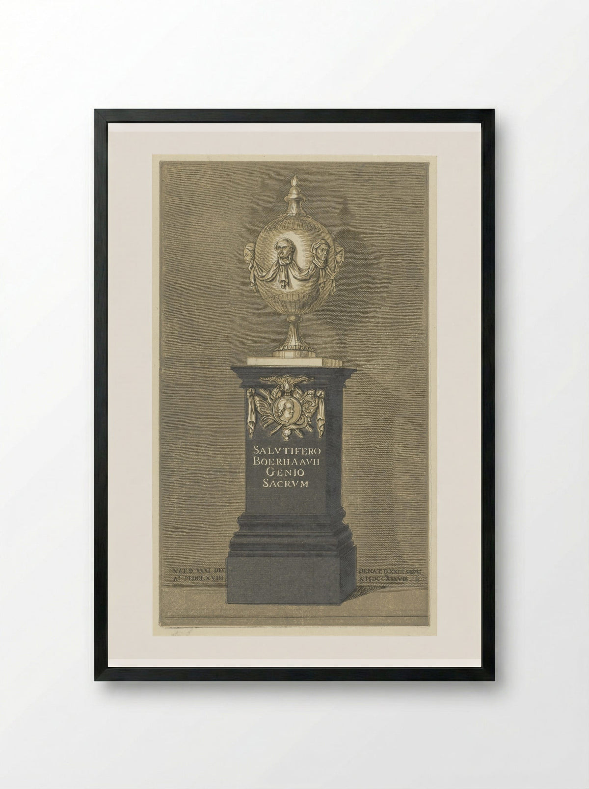 Monument voor Herman Boerhaave - Abraham Delfos - Framed Print Black