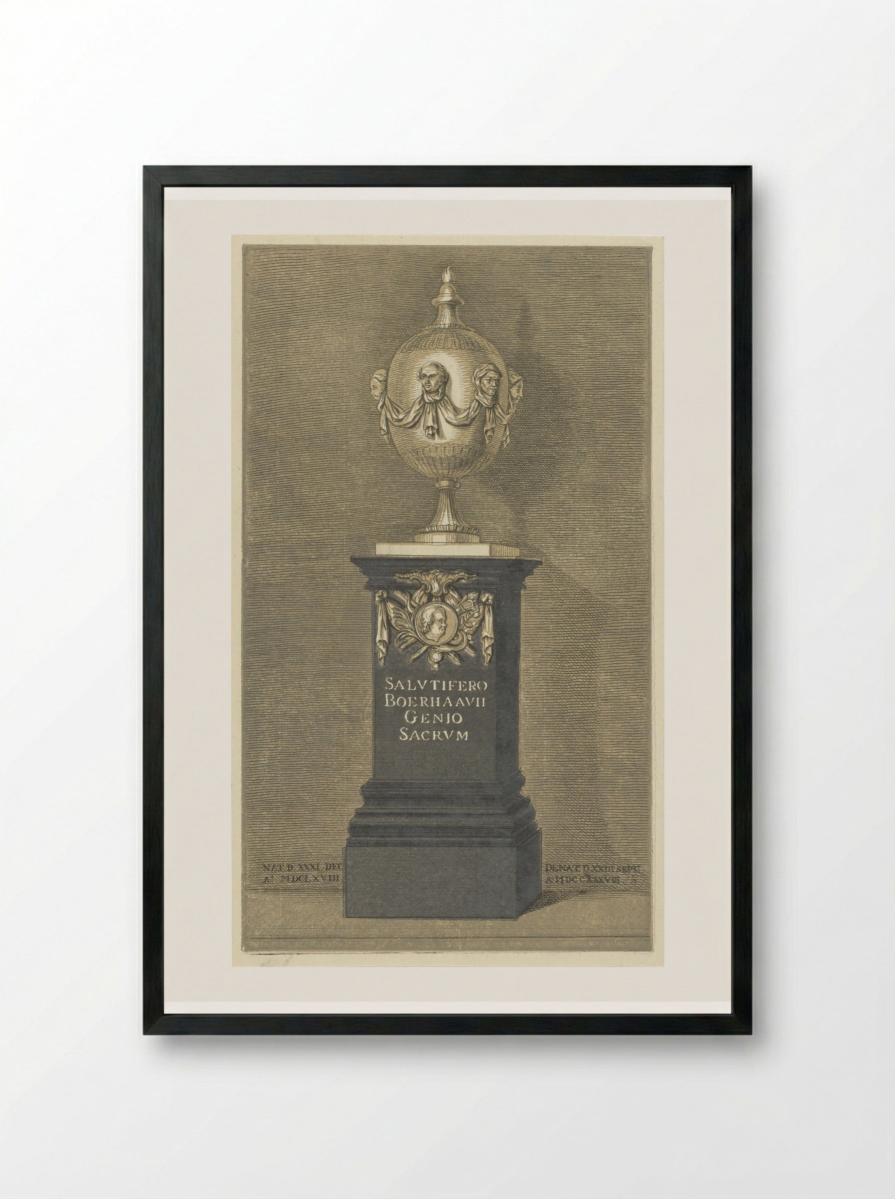 Monument voor Herman Boerhaave - Abraham Delfos - Framed Print Black