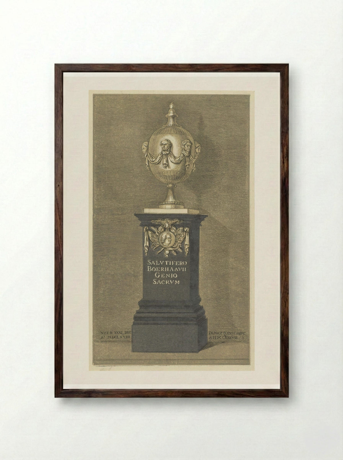 Monument voor Herman Boerhaave - Abraham Delfos - Framed Print Dark Wood