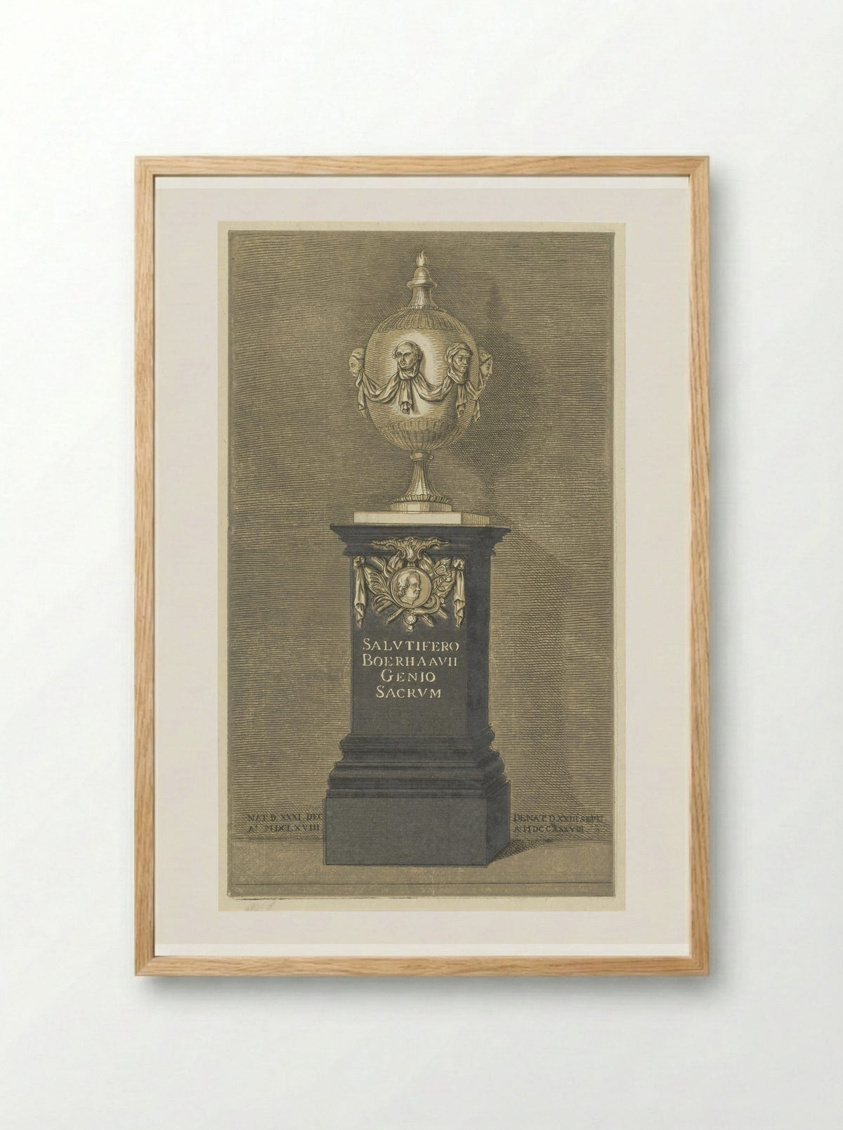 Monument voor Herman Boerhaave - Abraham Delfos - Framed Print Wood