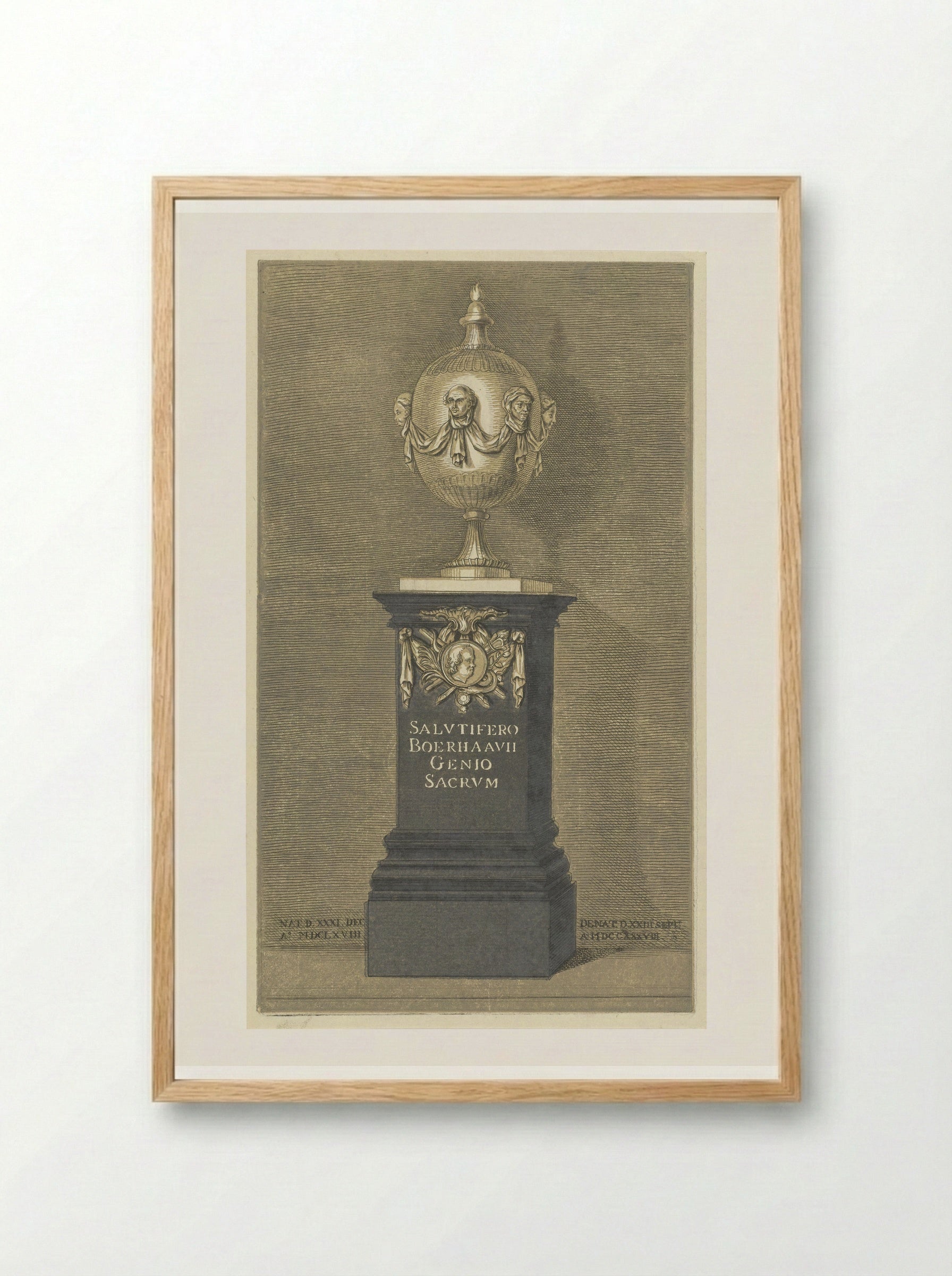 Monument voor Herman Boerhaave - Abraham Delfos - Framed Print Wood