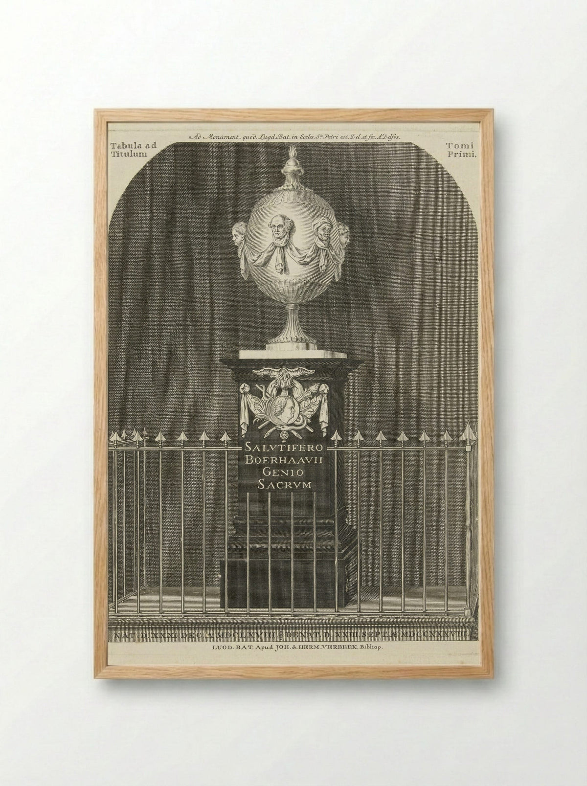 Monument voor Herman Boerhaave - Johannes & Hermanus Verbeek - Framed Print Wood