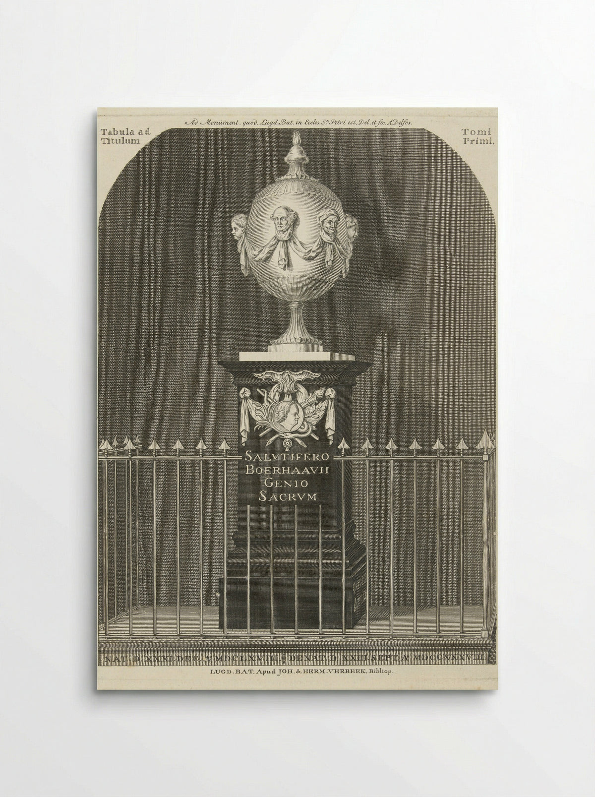 Monument voor Herman Boerhaave - Johannes & Hermanus Verbeek - Poster