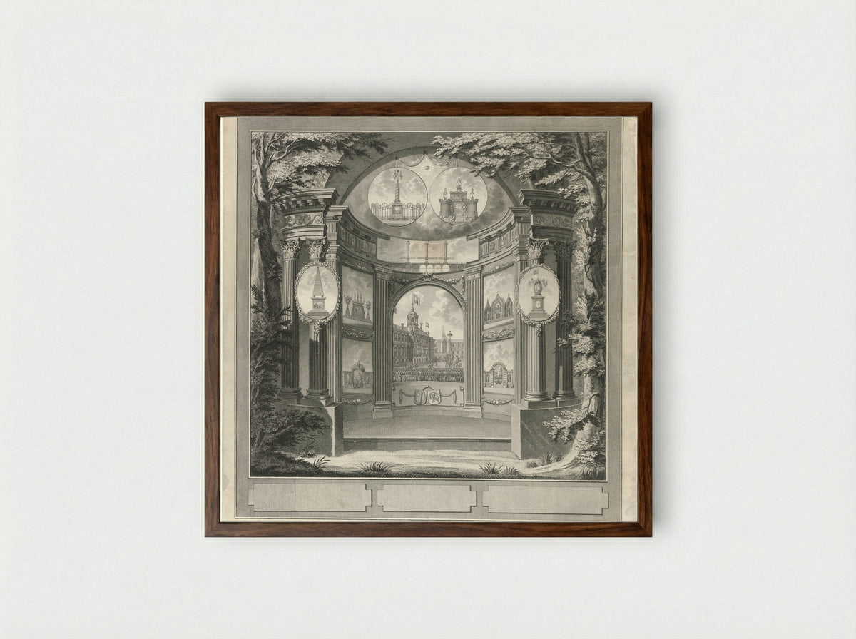 Monument voor het Alliantiefeest te Amsterdam, 1795 - Noach van der Meer - Framed Print Dark Wood
