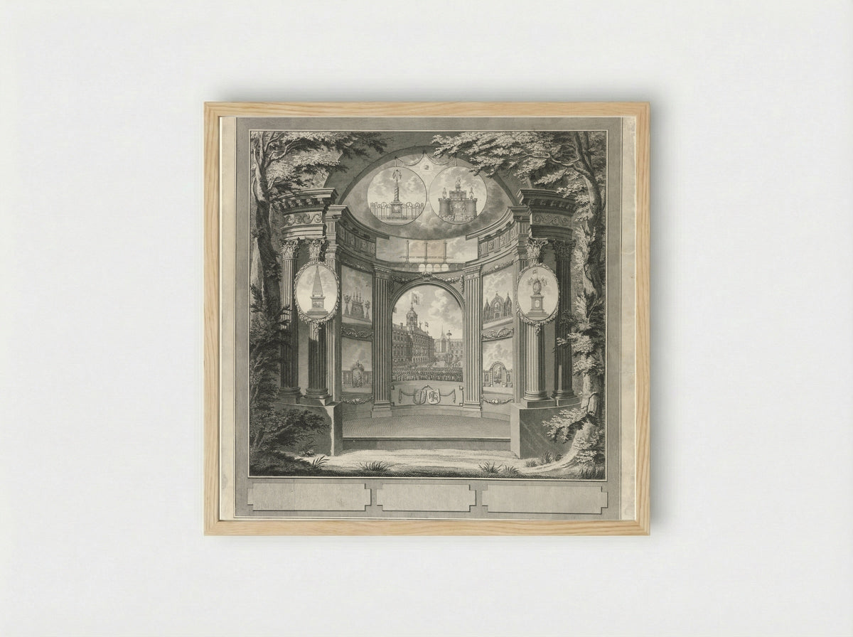 Monument voor het Alliantiefeest te Amsterdam, 1795 - Noach van der Meer - Framed Print Wood