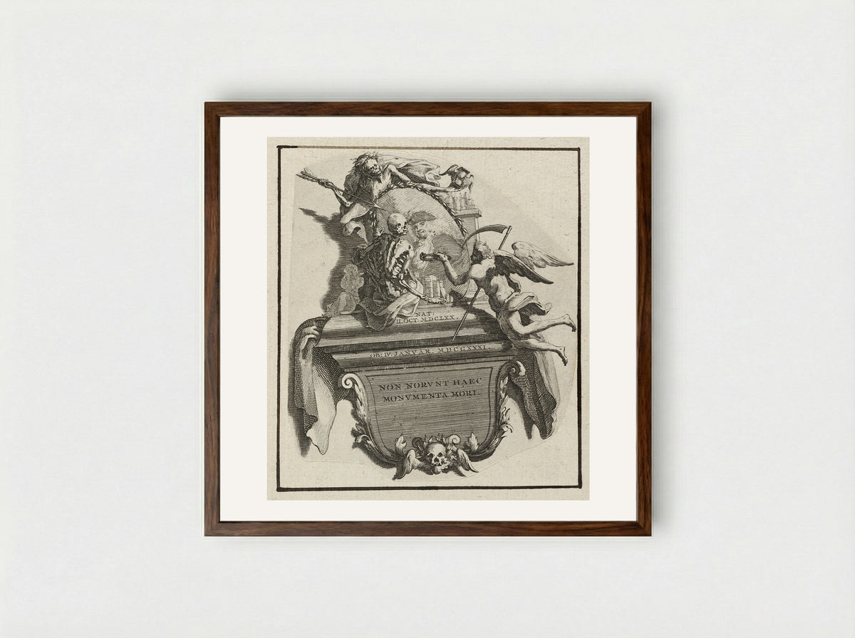 Monument voor het huwelijk van Jonas Witsen met Elisabet Basseliers - Jan Goeree - Framed Print Dark Wood
