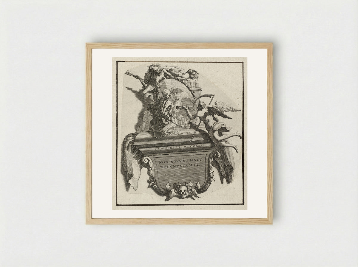 Monument voor het huwelijk van Jonas Witsen met Elisabet Basseliers - Jan Goeree - Framed Print Wood