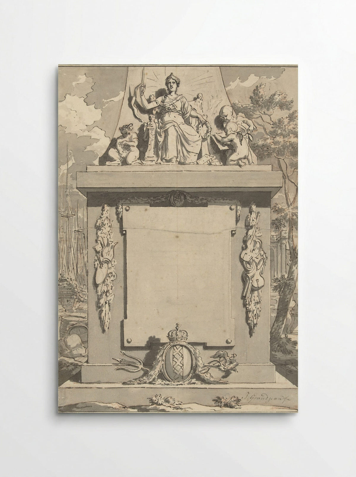 Monument with Attributes of Amsterdam, Commerce and the Arts - Jean Grandjean - Poster
