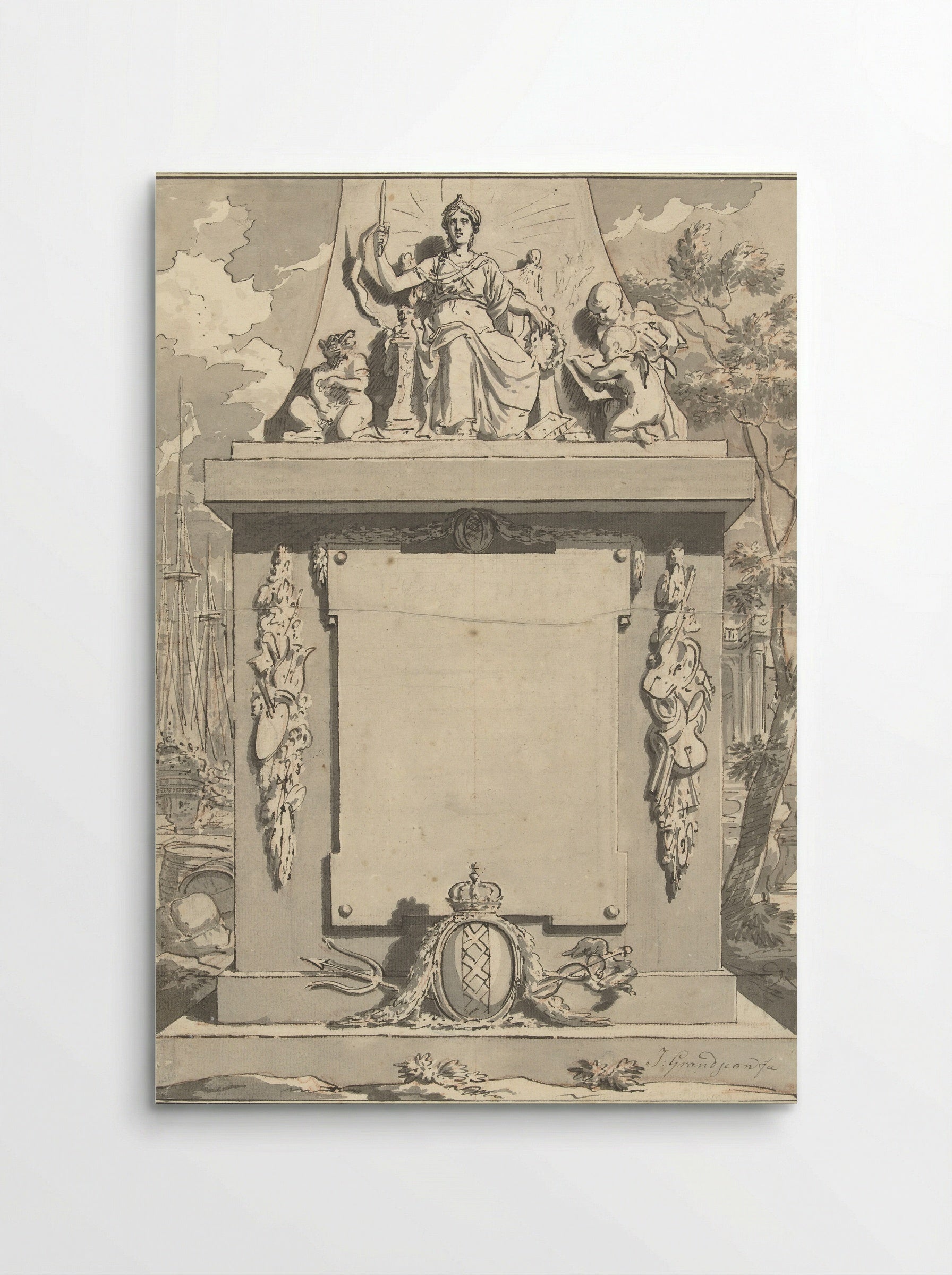 Monument with Attributes of Amsterdam, Commerce and the Arts - Jean Grandjean - Poster