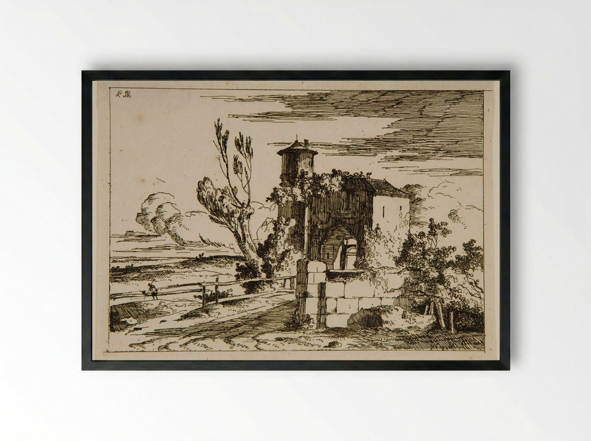 Monumental Gate - Louis-Gabriel Moreau - Framed Print Black
