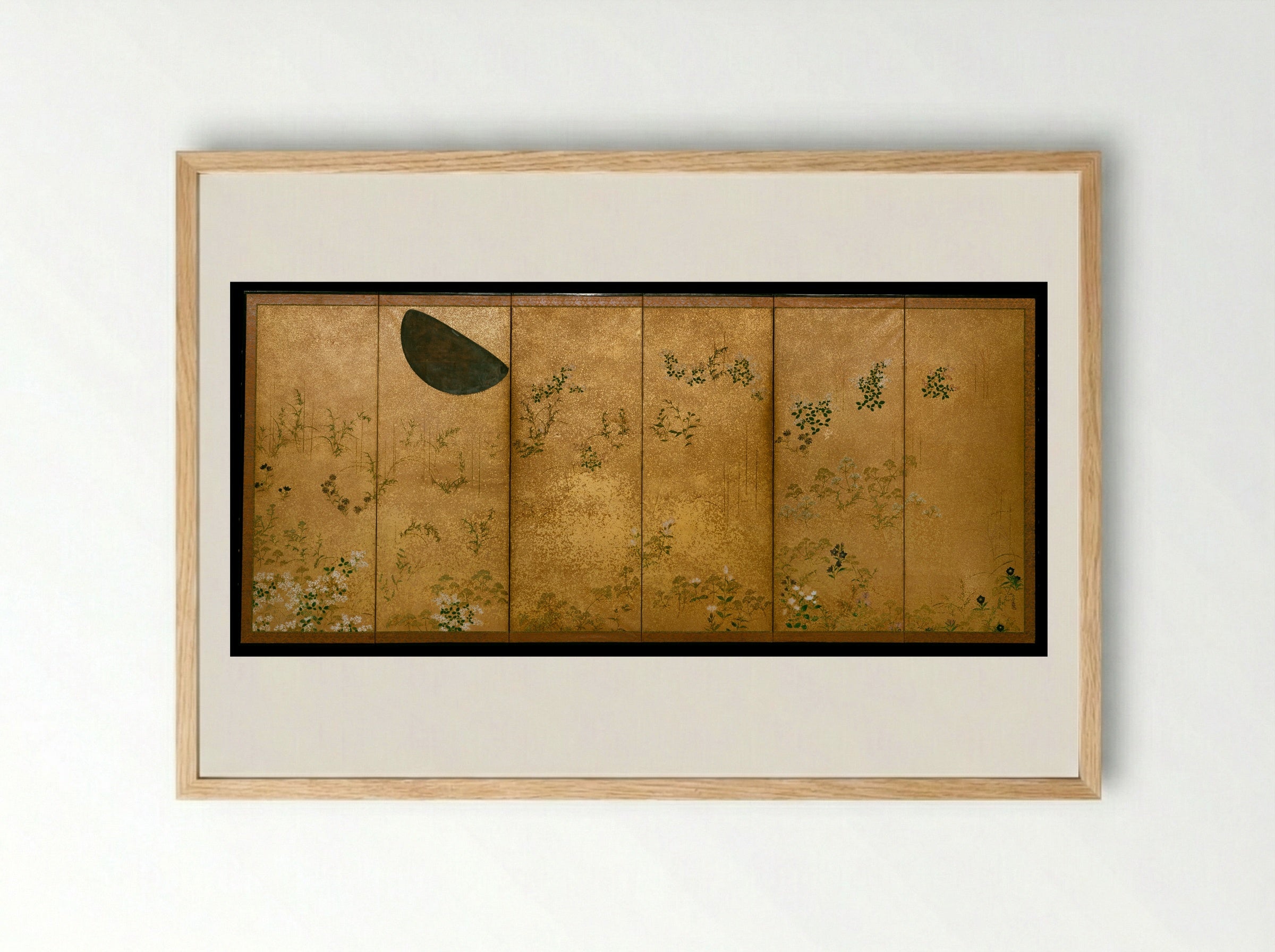 Moon and Autumn Grasses - Tawaraya Sōtatsu - Framed Print Wood