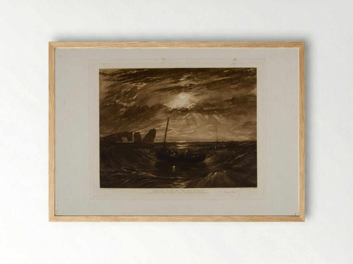 Moonlight at Sea, off the Isle of Wight - Sir Frank Short - Framed Print Wood