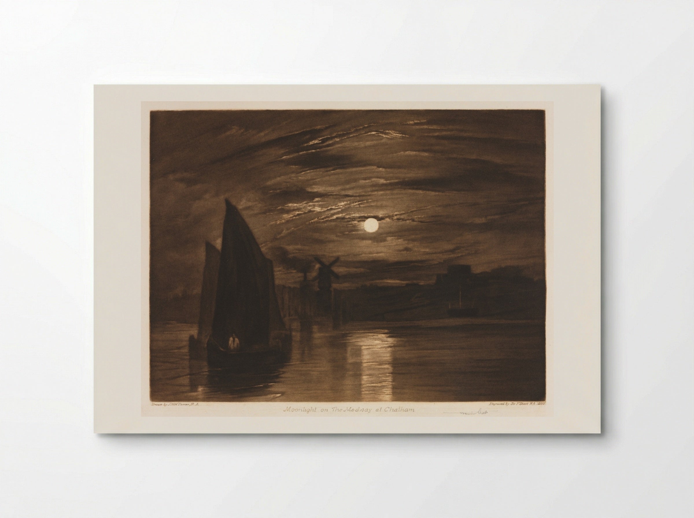 Moonlight on the Medway at Chatham - Sir Frank Short - Poster