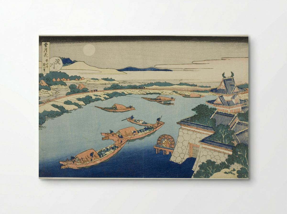 Moonlight on the Yodo River - Katsushika Hokusai - Poster