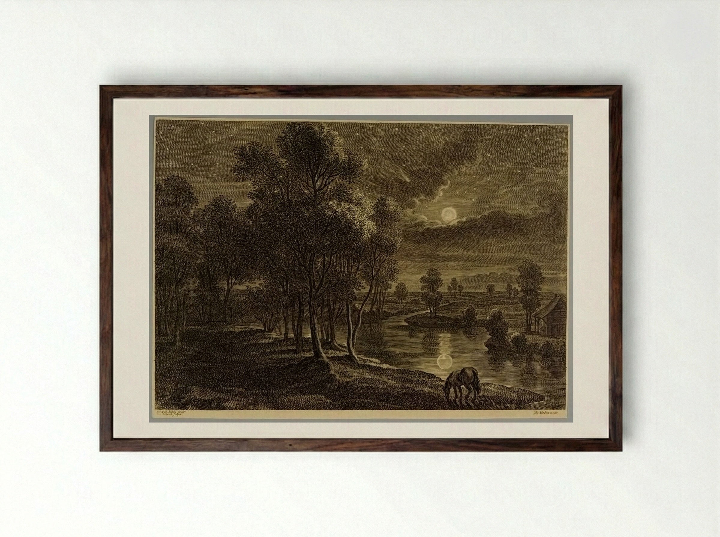 Moonlight - Schelte Adamsz. Bolswert - Framed Print Dark Wood