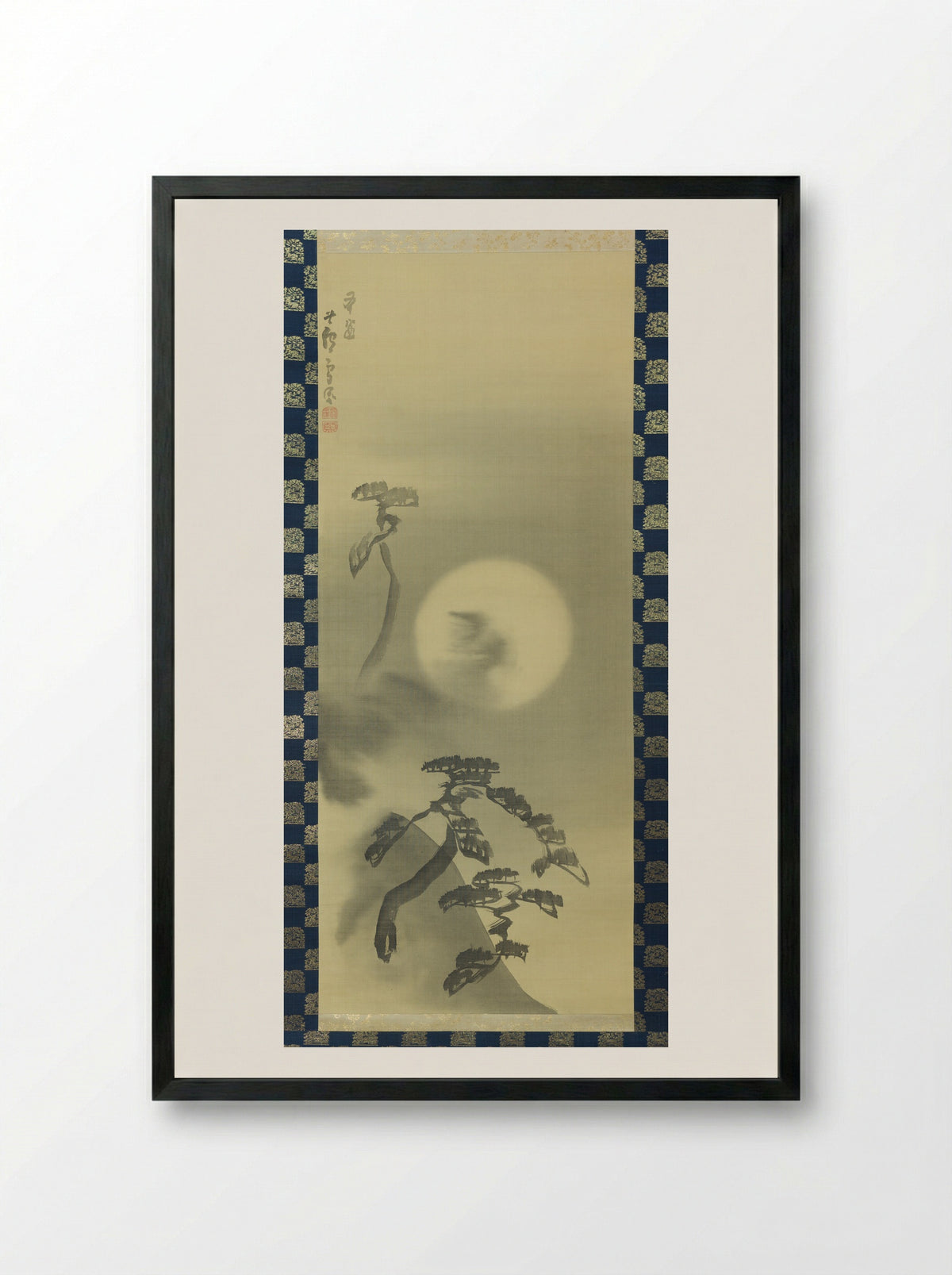 Moonlit Landscape - Nagasawa Rosetsu - Framed Print Black