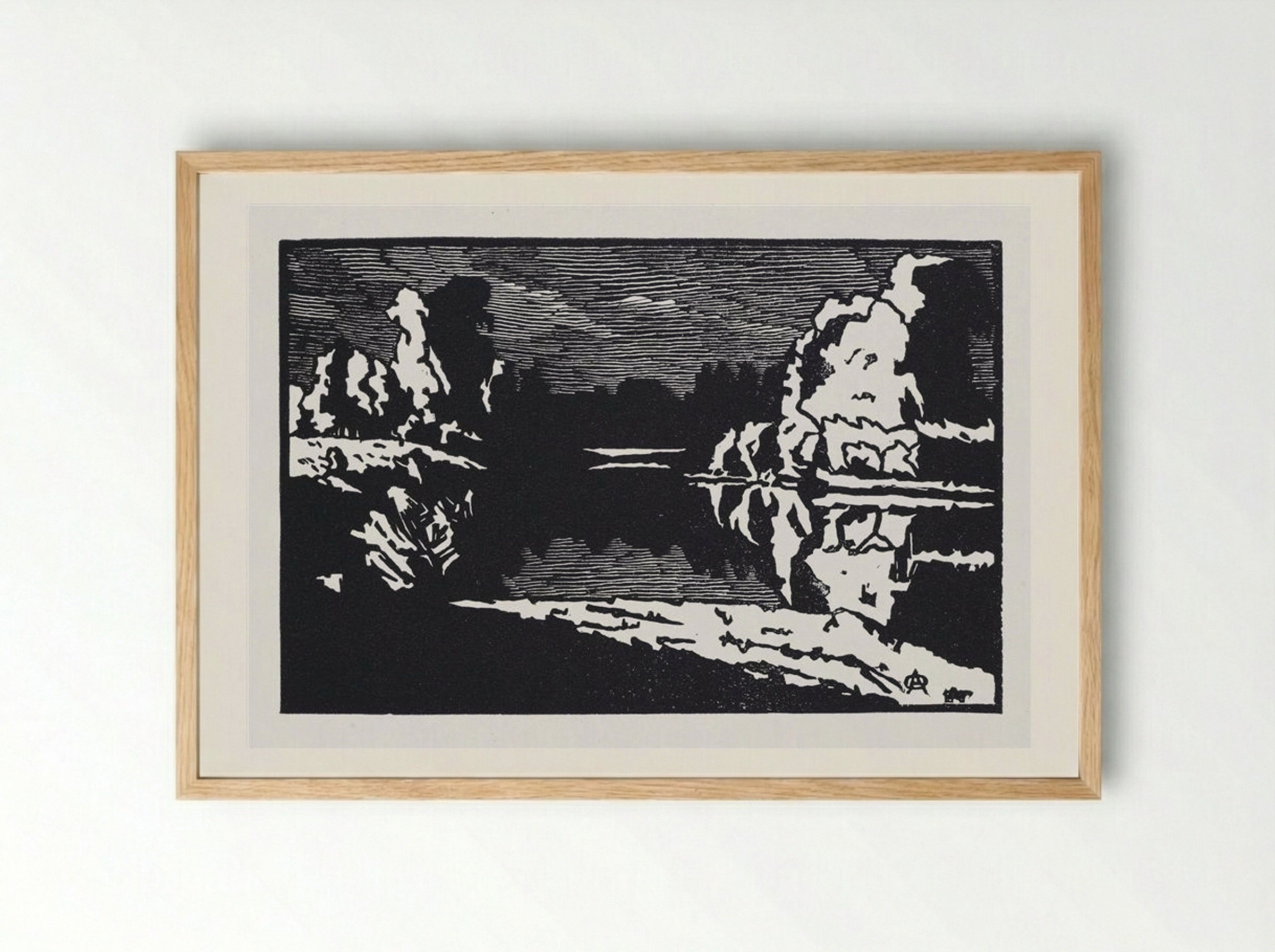 Moonlit Night Landscape - Anna Ostroumova-Lebedeva - Framed Print Wood