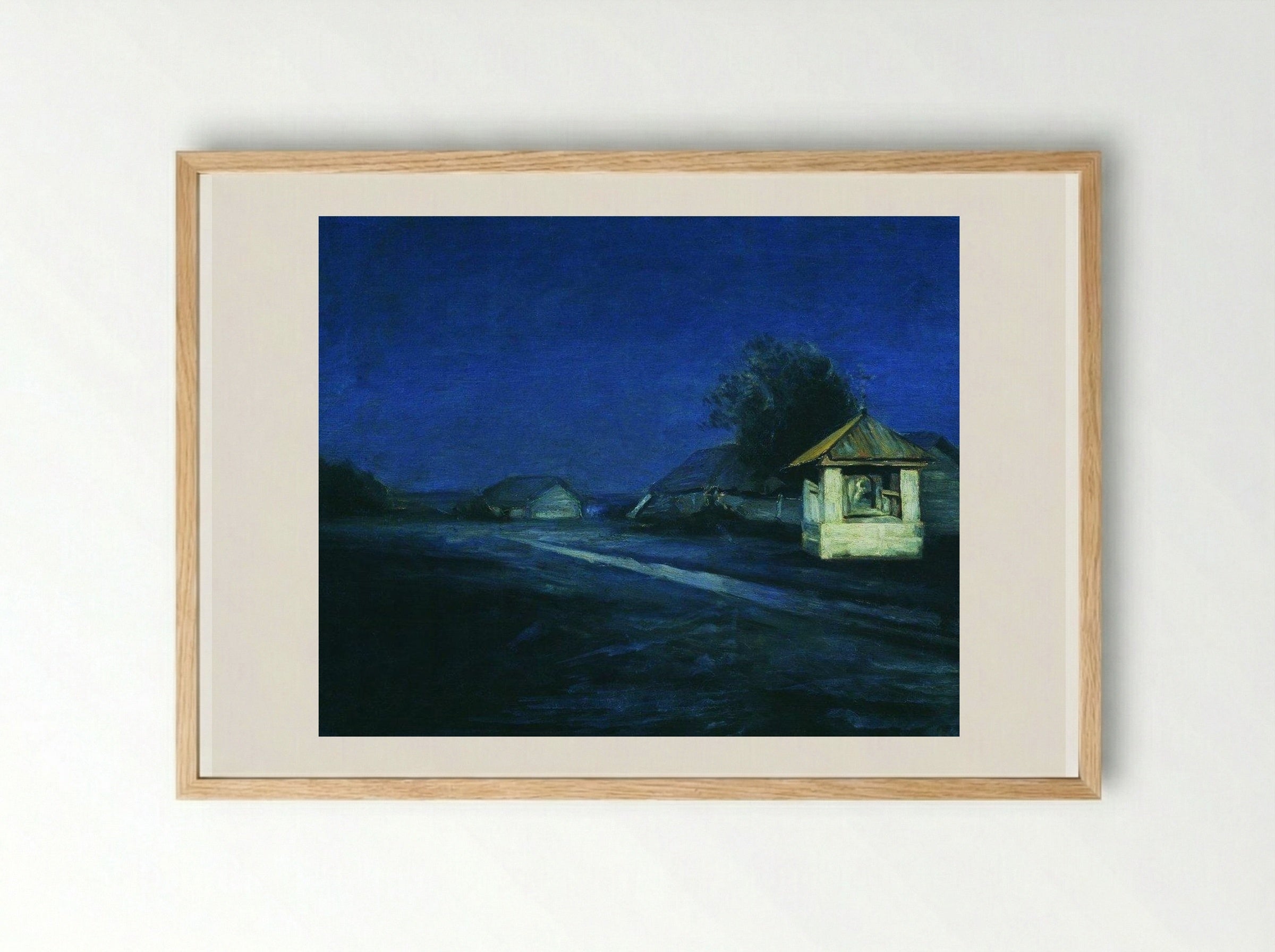 Moonlit Night in the Village - Arkhip Kuindzhi - Framed Print Wood