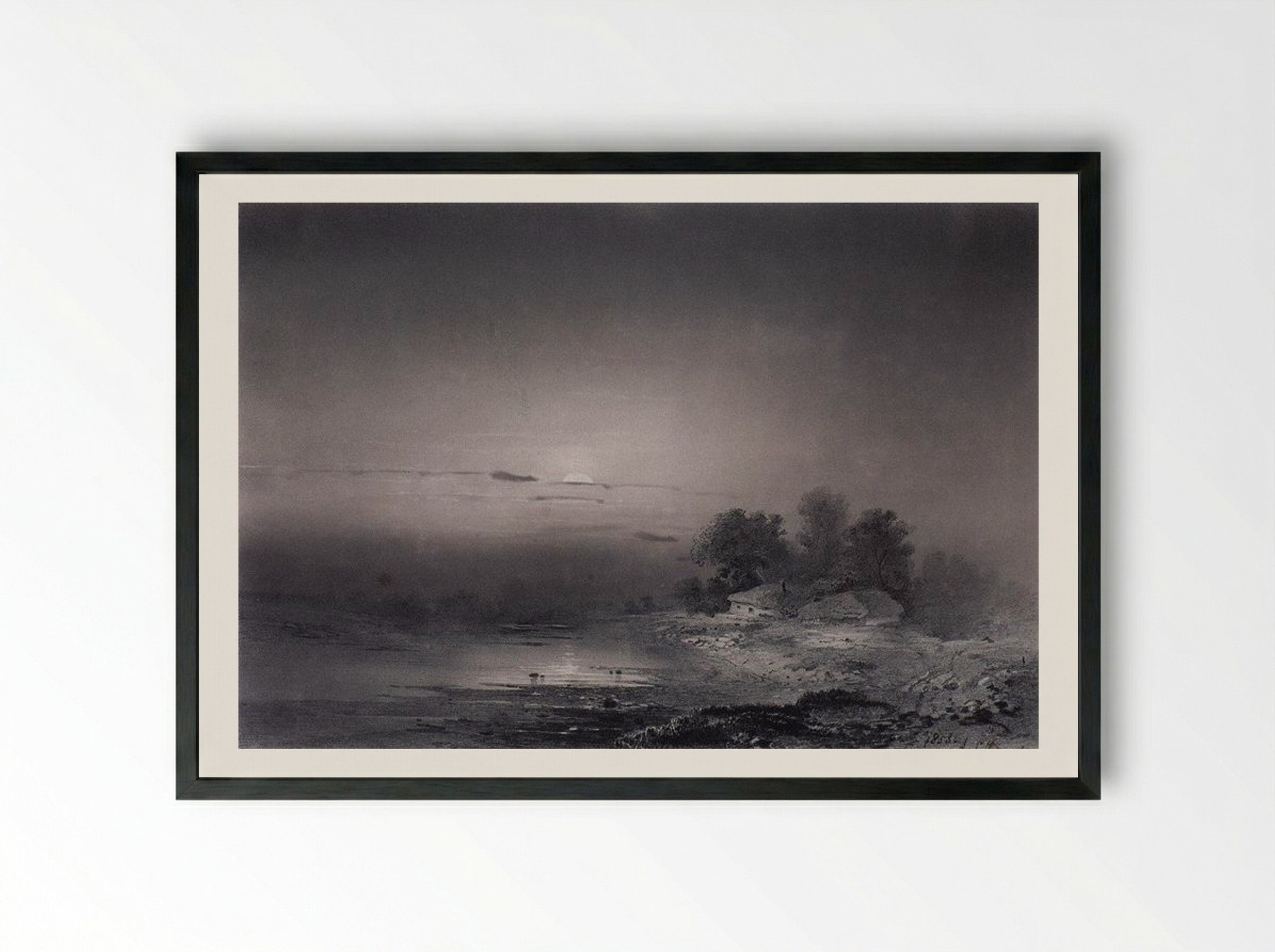 Moonlit Night - Aleksey Savrasov - Framed Print Black